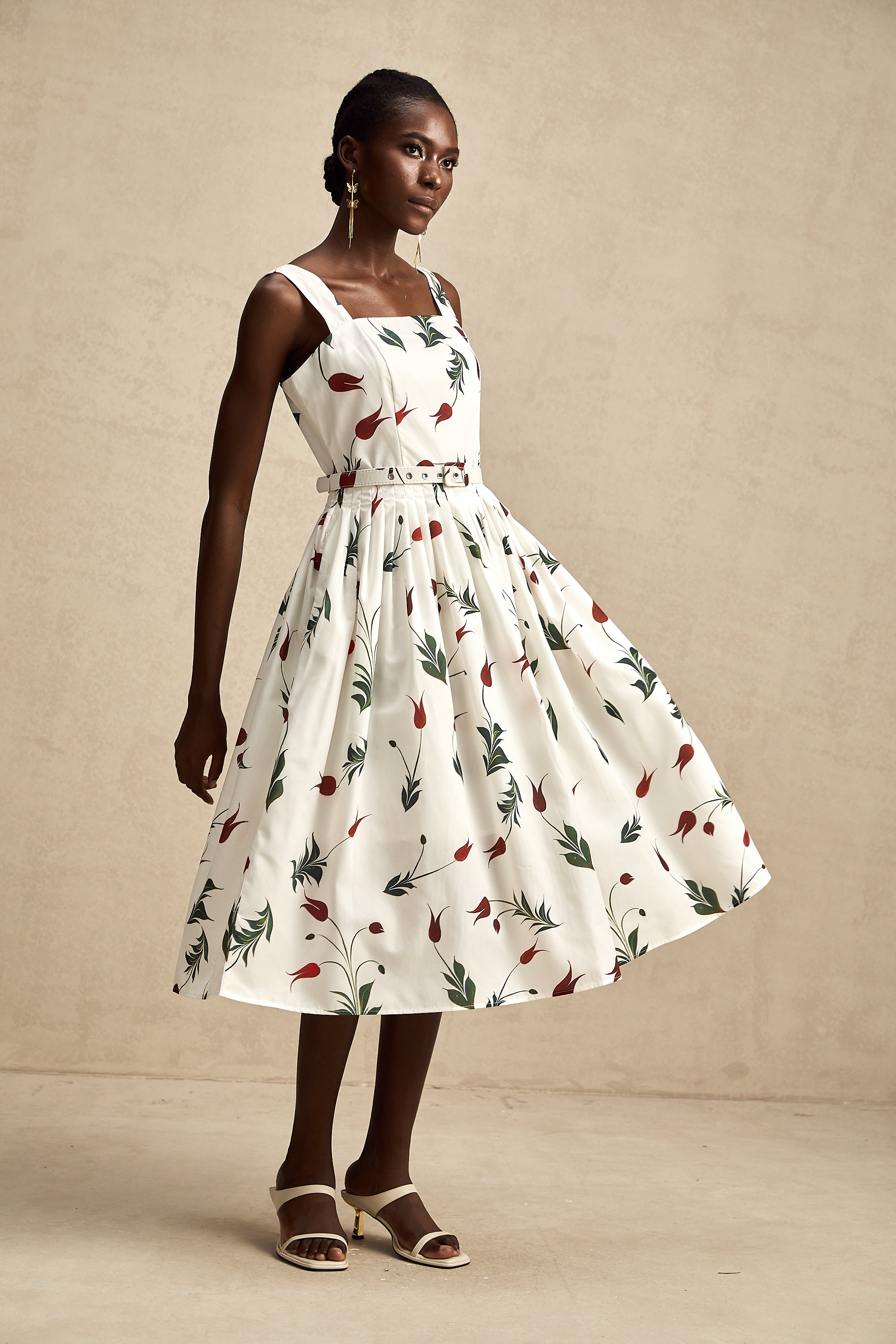 Ginevra floral-print poplin midi dress