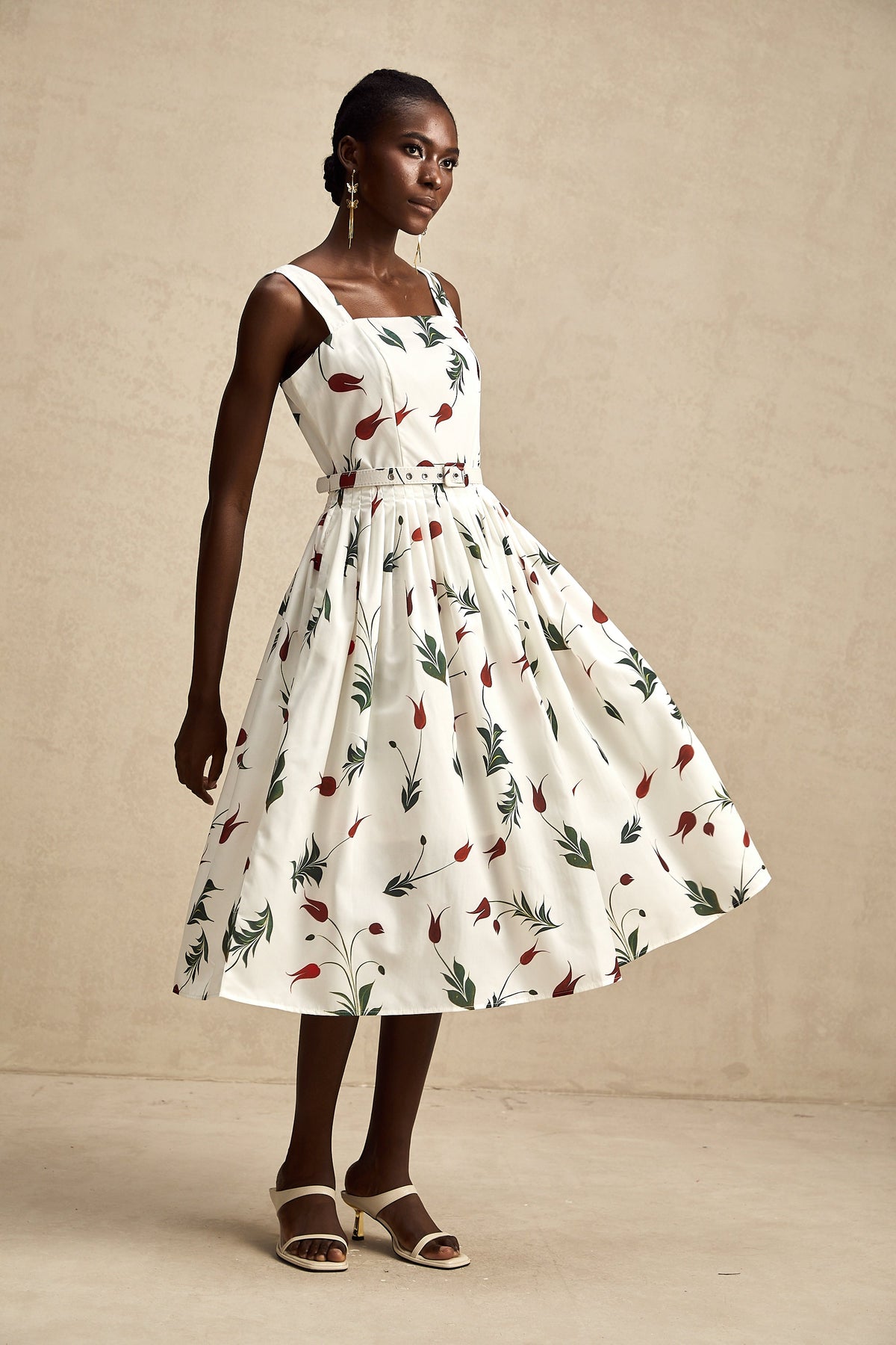 Ginevra floral-print poplin midi dress