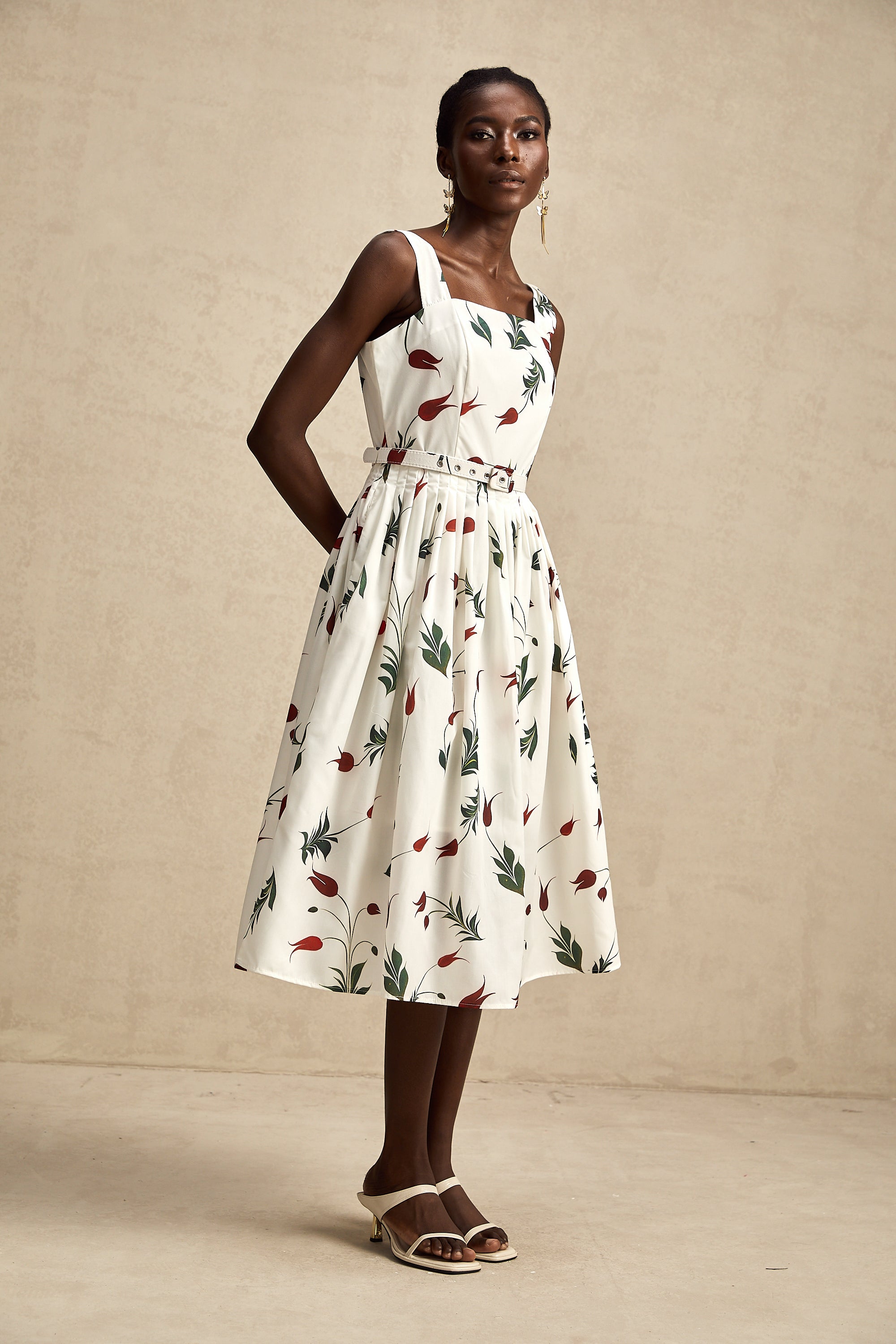 Ginevra floral-print poplin midi dress