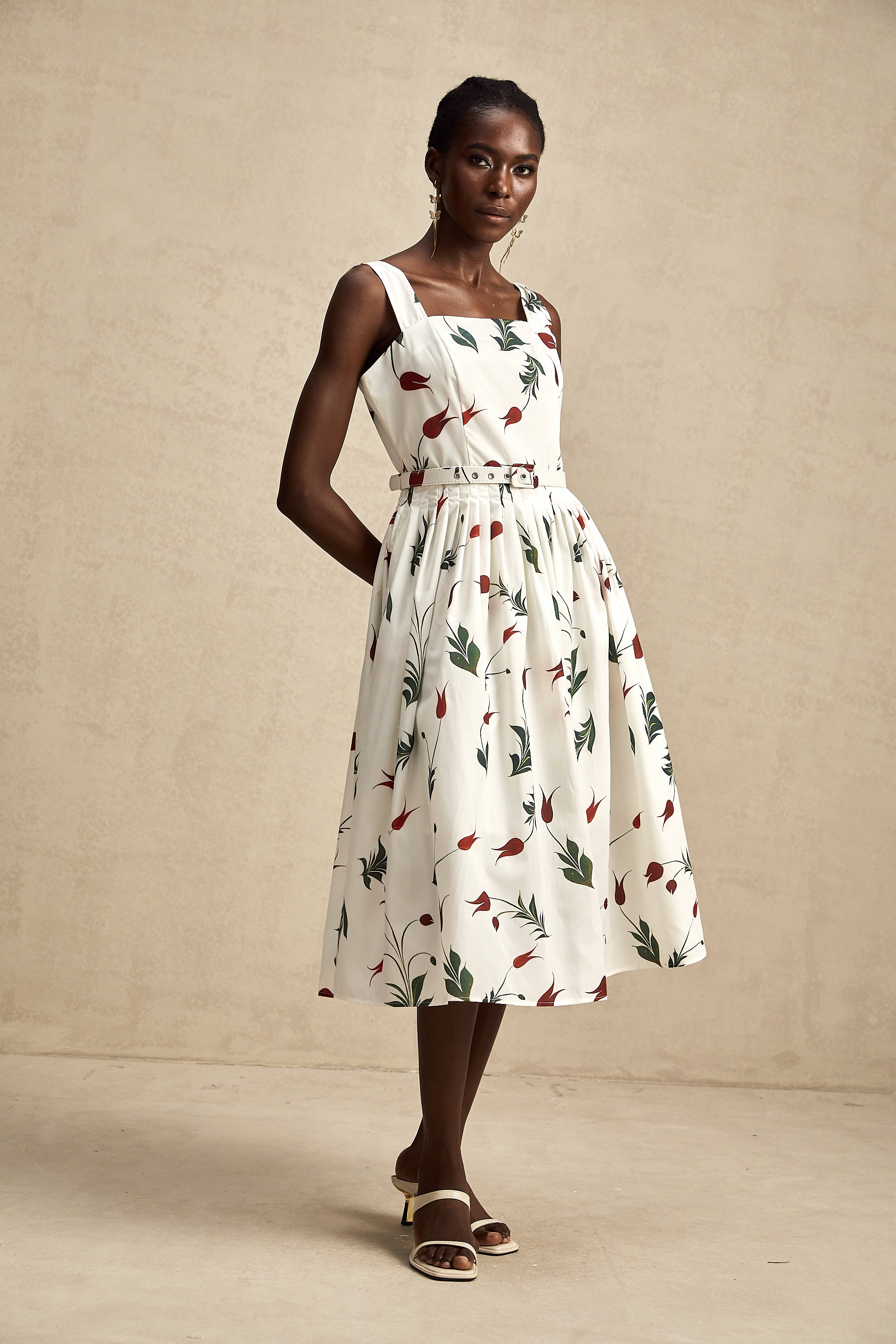 Ginevra floral-print poplin midi dress
