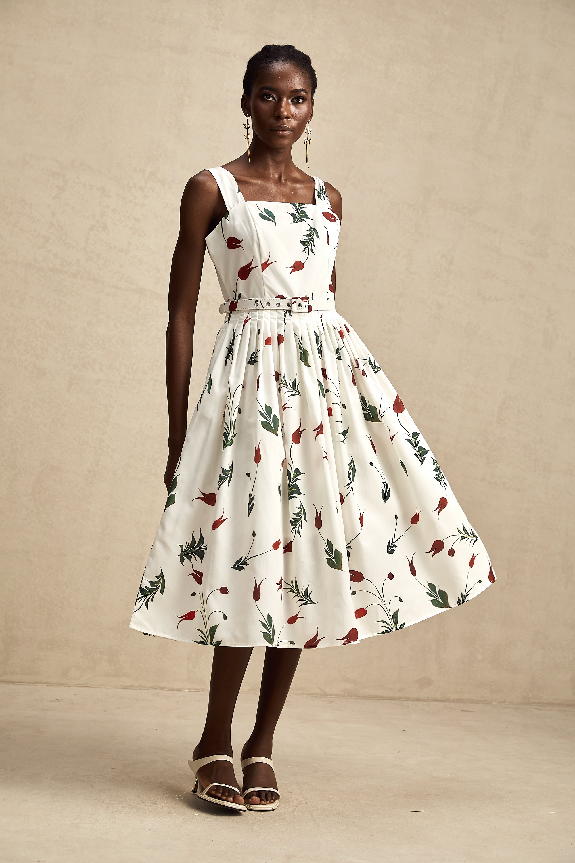 Ginevra floral-print poplin midi dress