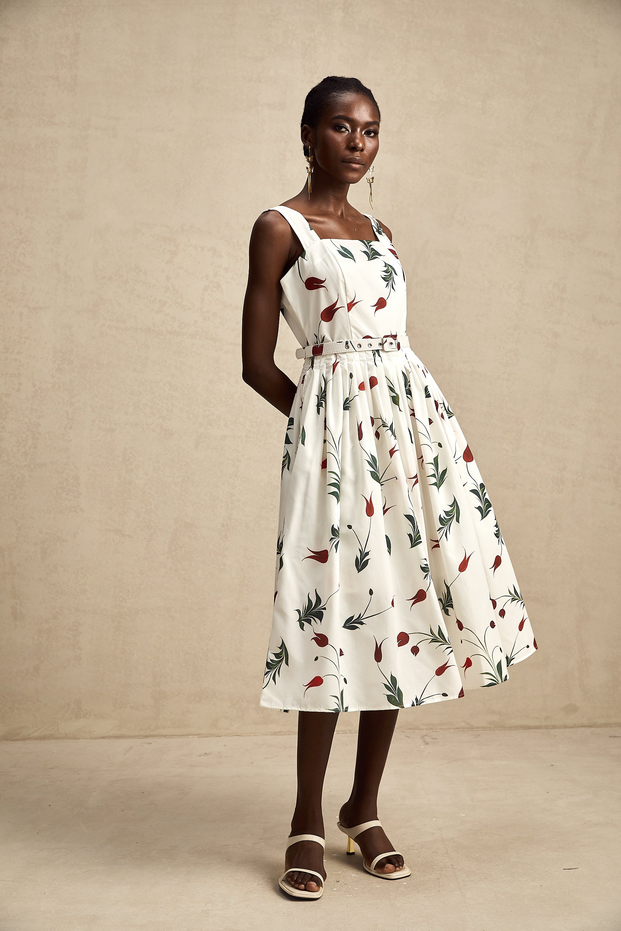 Ginevra floral-print poplin midi dress