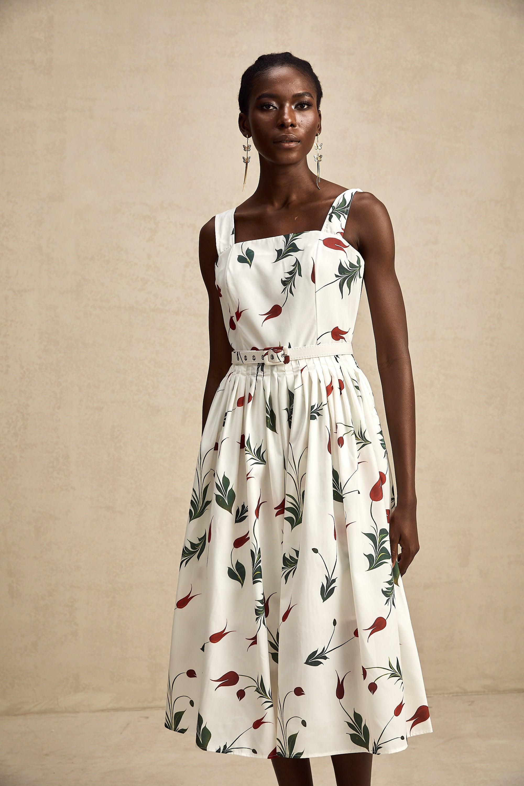 Ginevra floral-print poplin midi dress