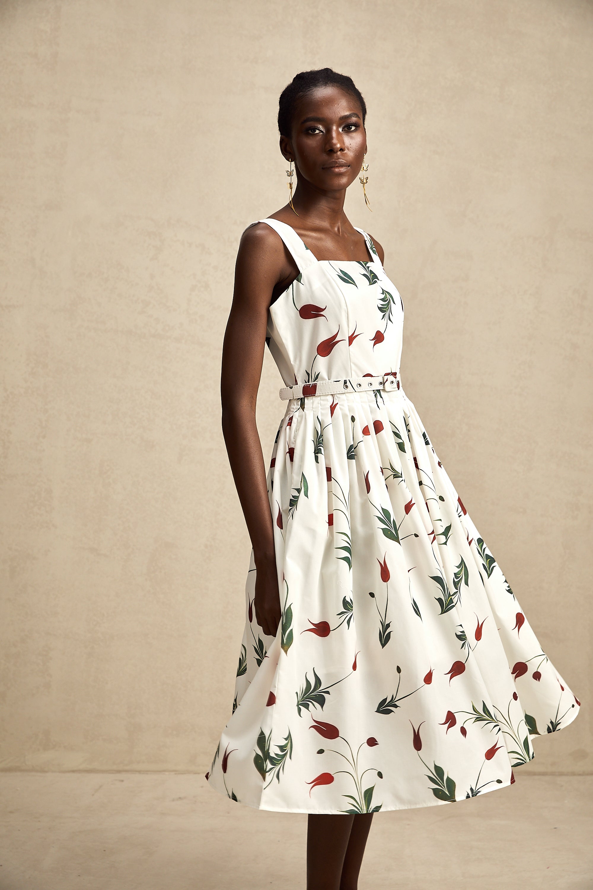 Ginevra floral-print poplin midi dress