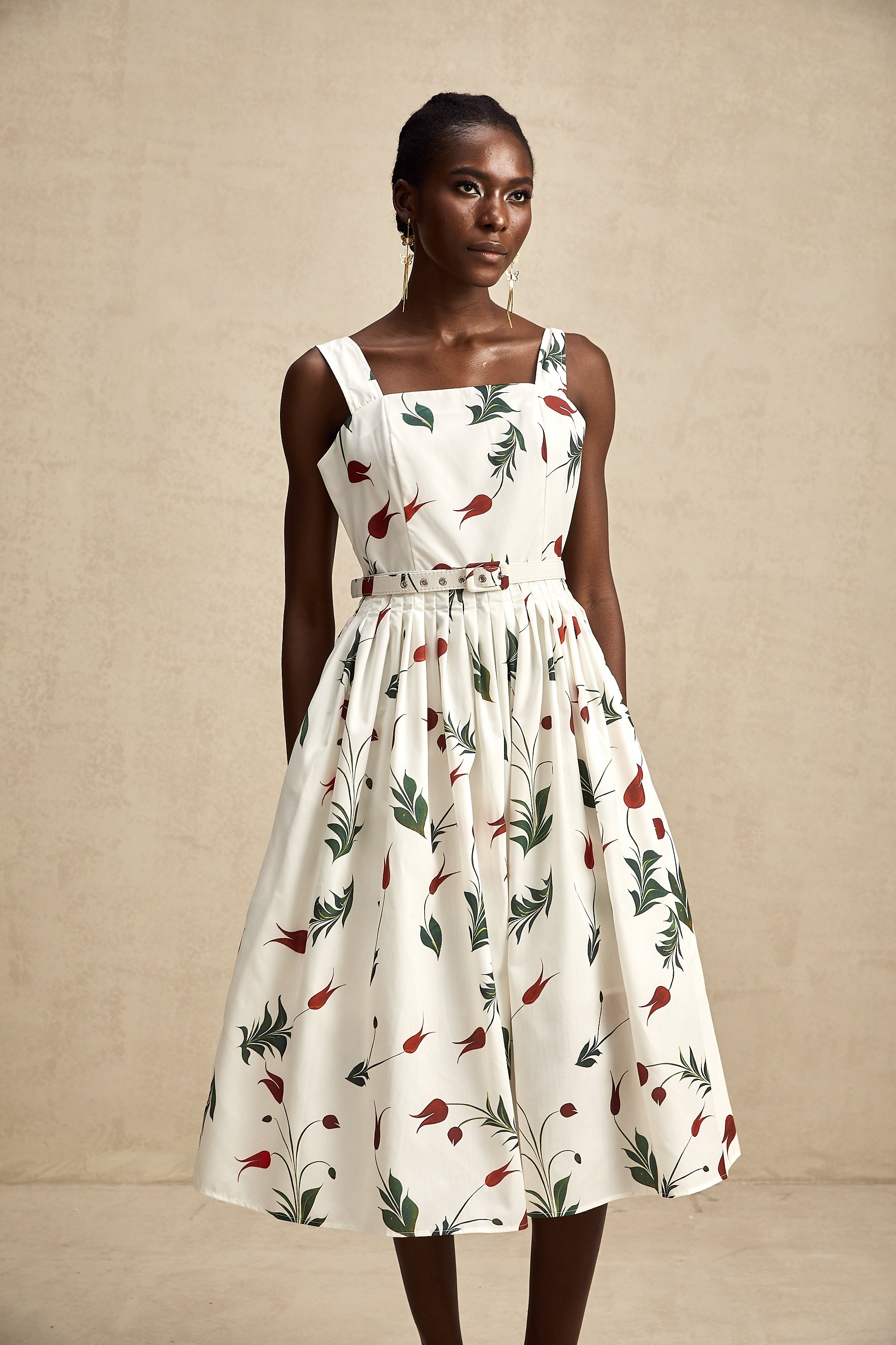 Ginevra floral-print poplin midi dress