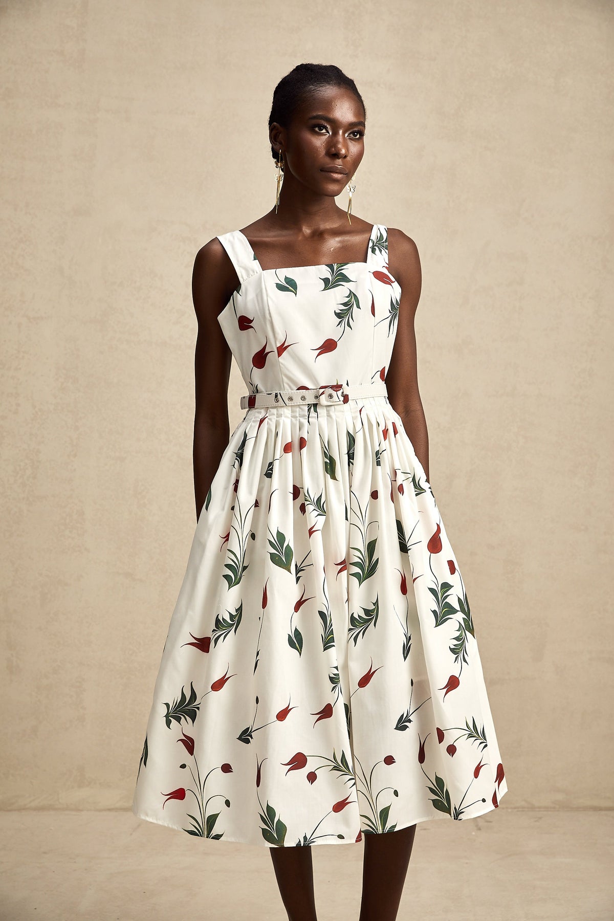 Ginevra floral-print poplin midi dress
