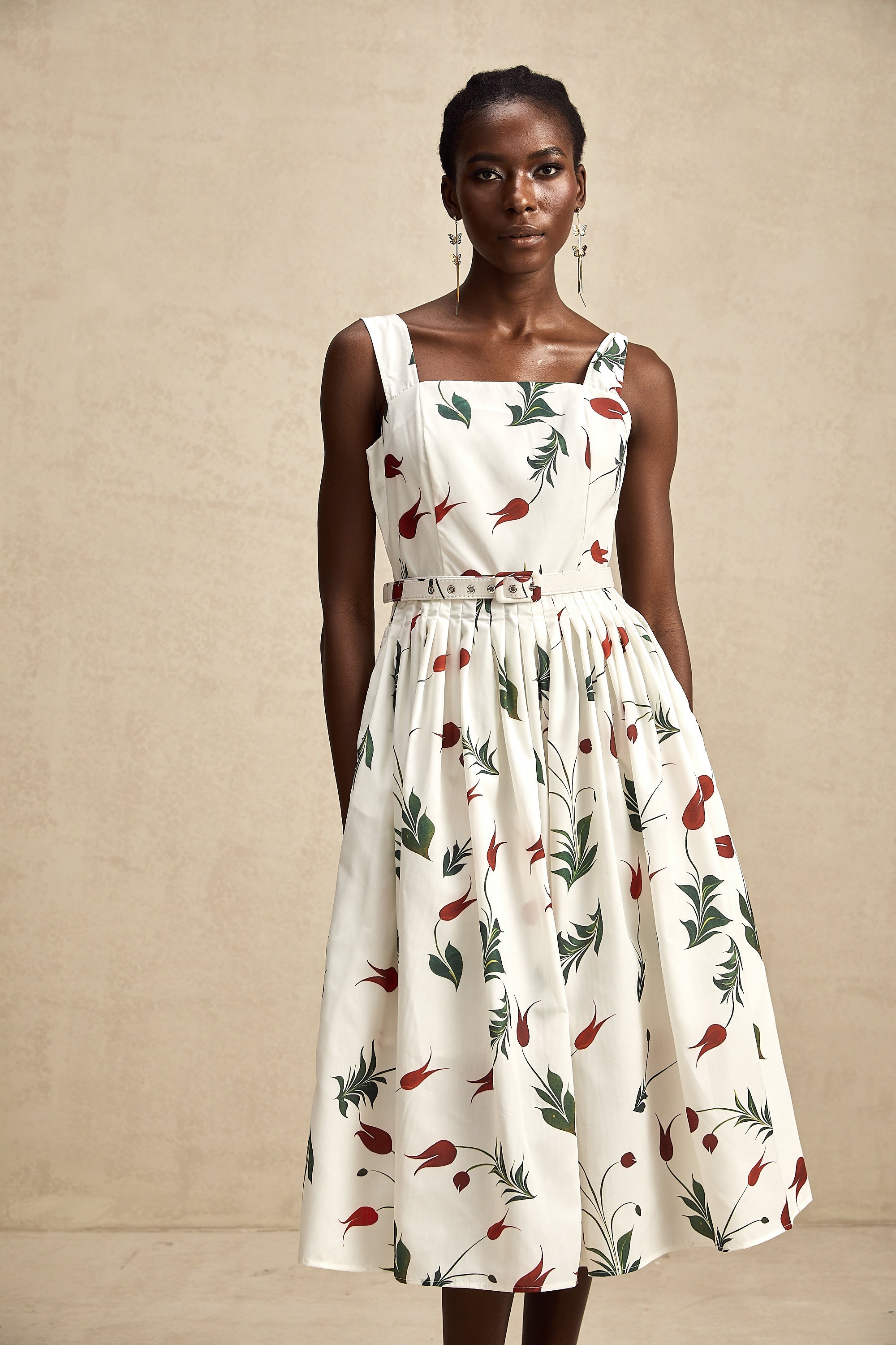 Ginevra floral-print poplin midi dress