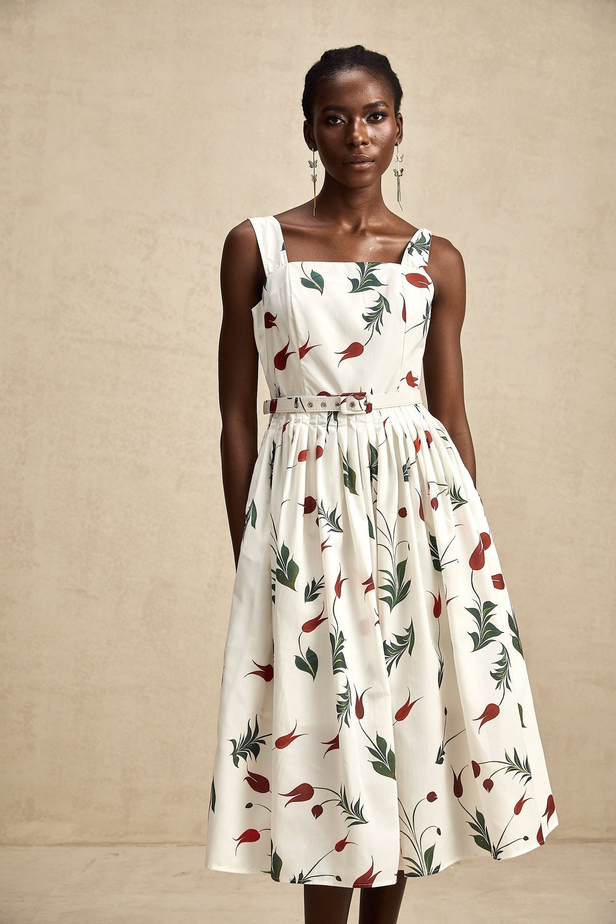 Ginevra floral-print poplin midi dress