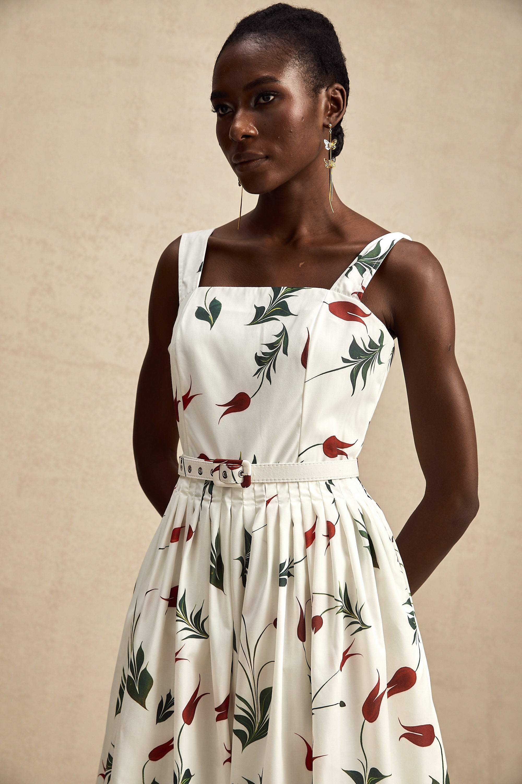 Ginevra floral-print poplin midi dress