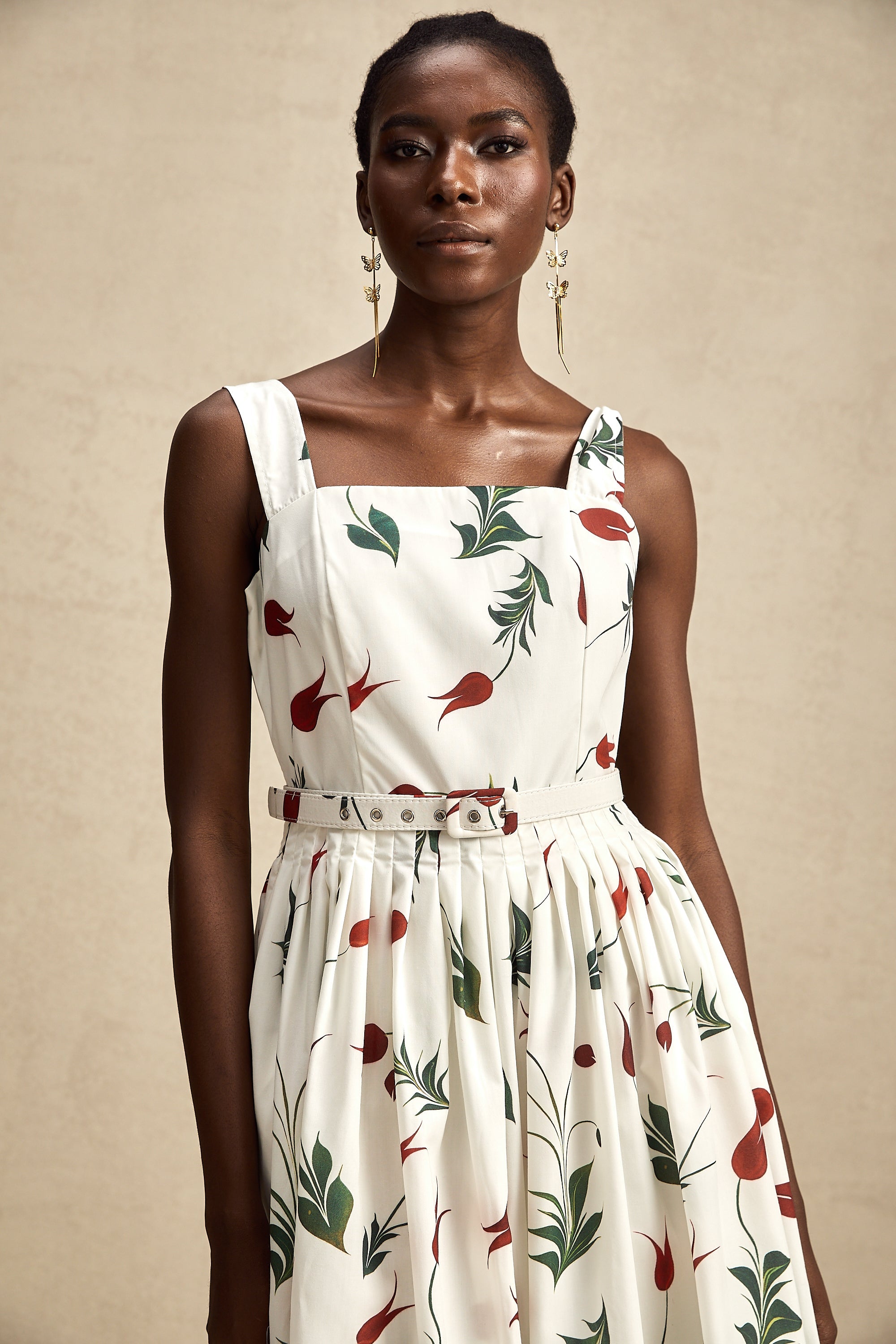 Ginevra floral-print poplin midi dress