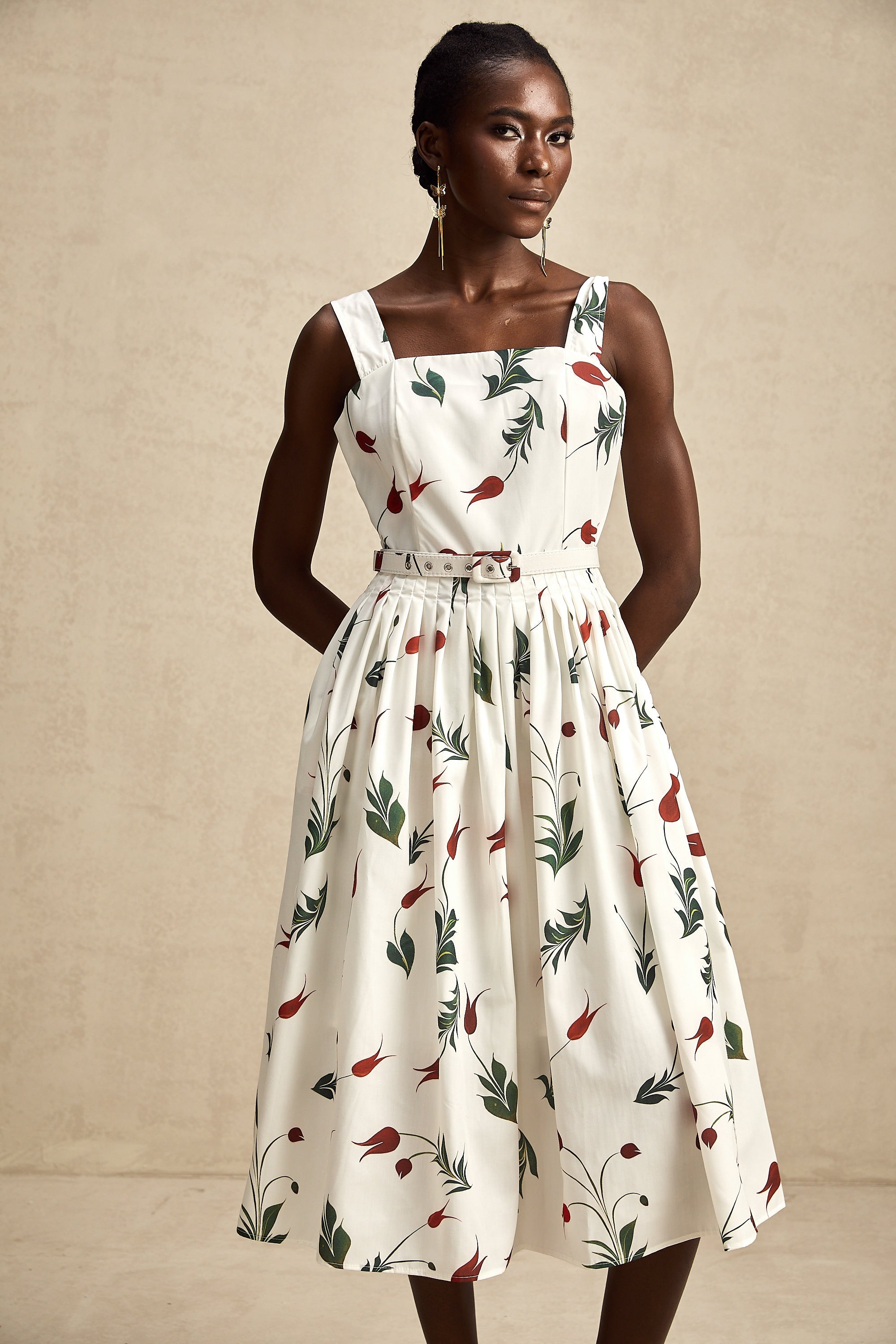 Ginevra floral-print poplin midi dress
