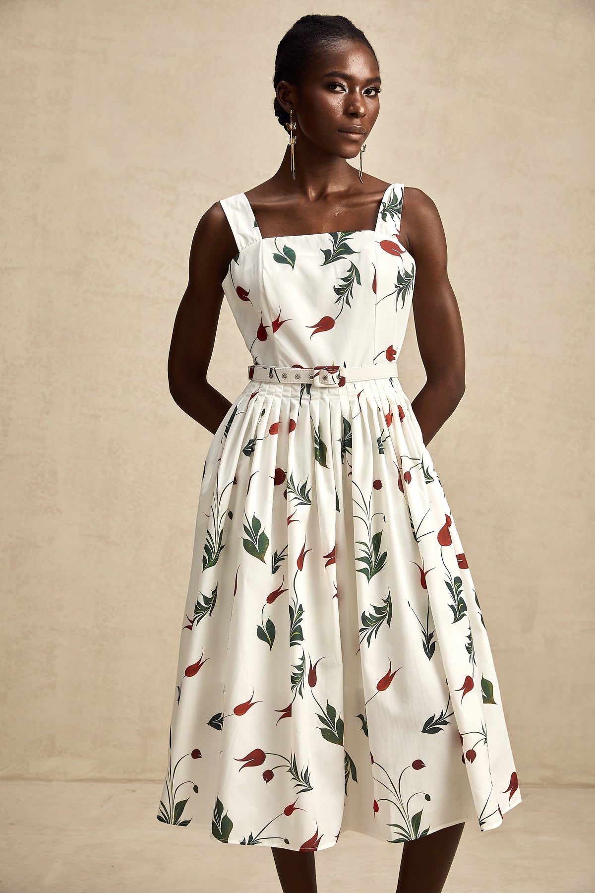 Ginevra floral-print poplin midi dress