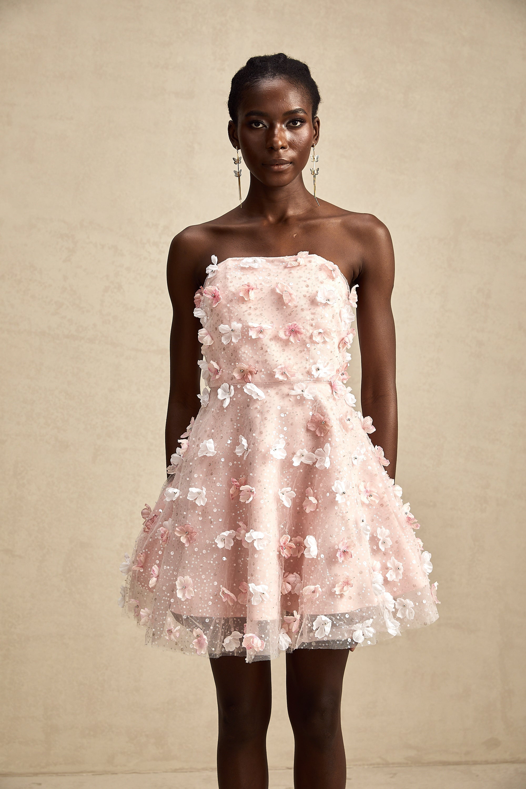 Lilou 3d-petal puffy mini dress (Final Sale-US Only)