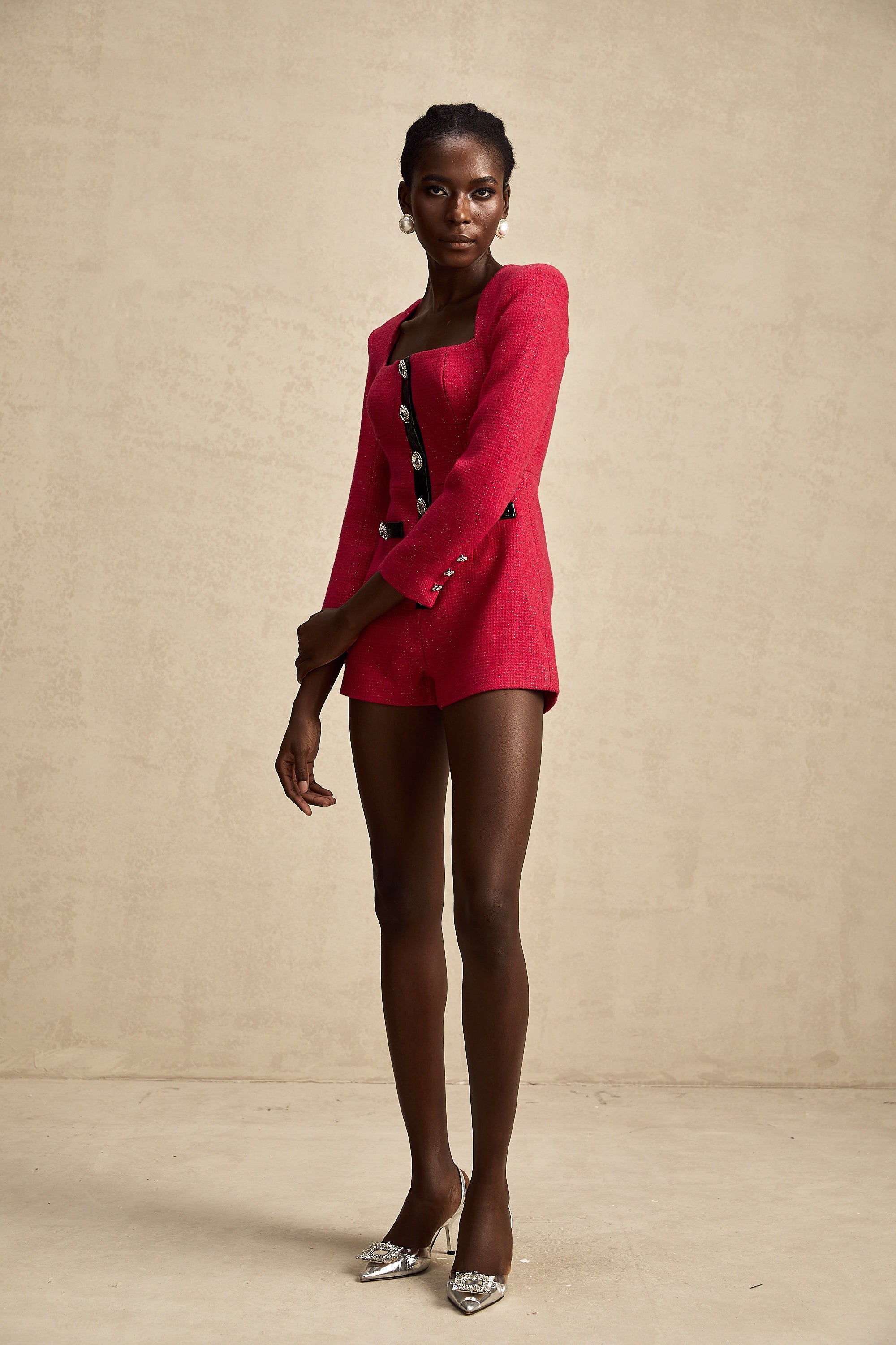 Célestine pink cut-out long-sleeved bodysuit (US Only)