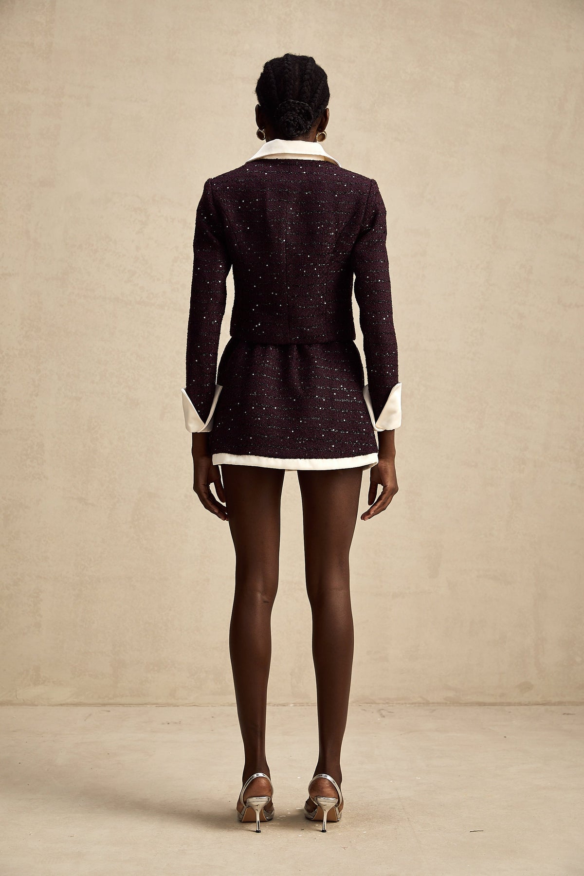 Brigitte purple sequined tweed jacket & skirt matching set (Final Sale)