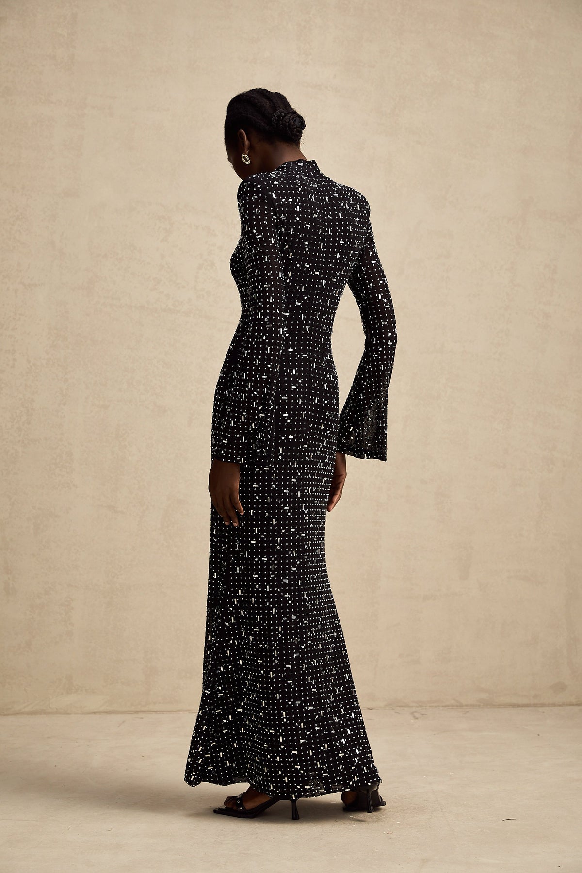 Léna black embellished semi-sheer maxi dress (Final Sale-US Only)