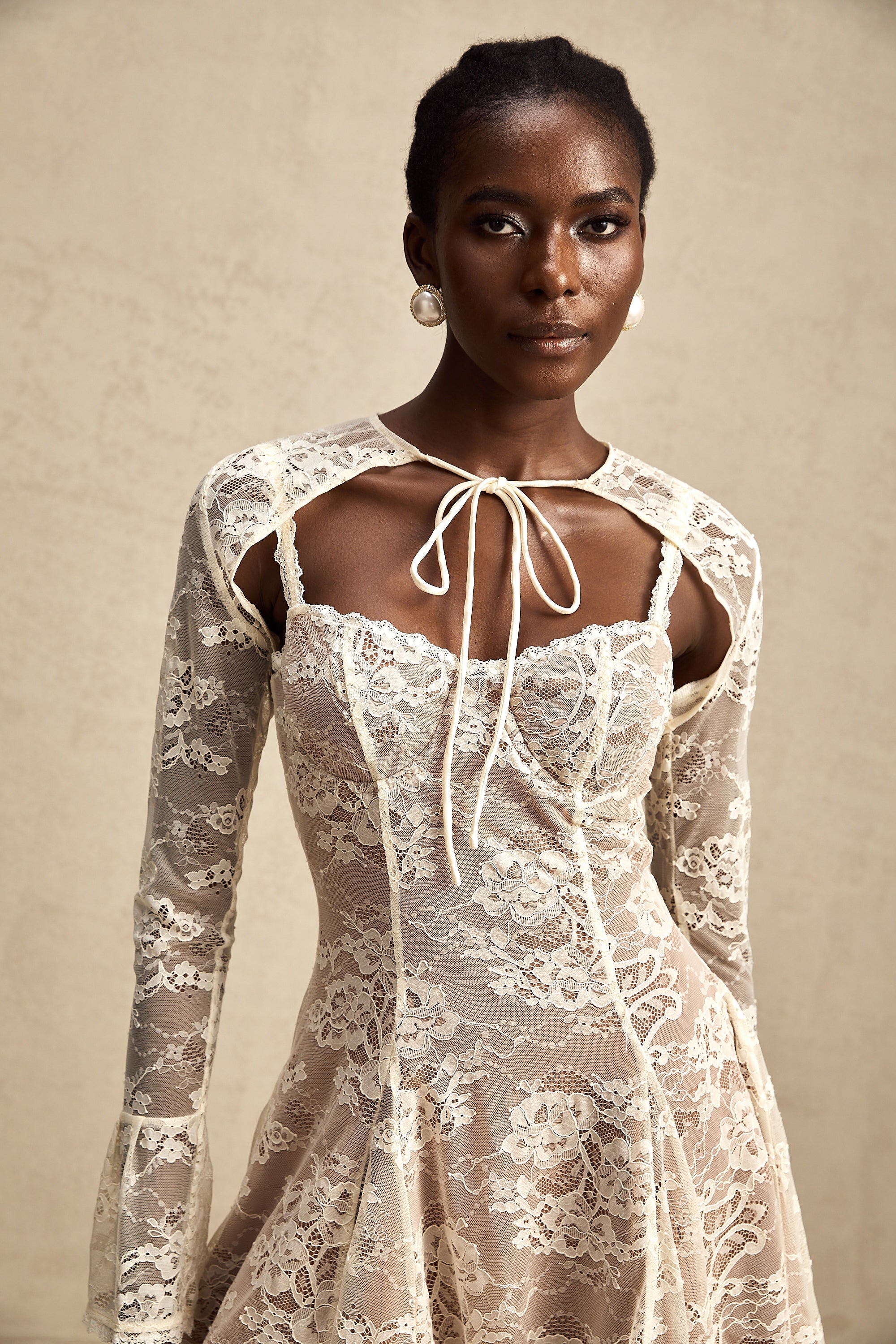 Axelle white floral-lace vest & dress matching set (US Only)