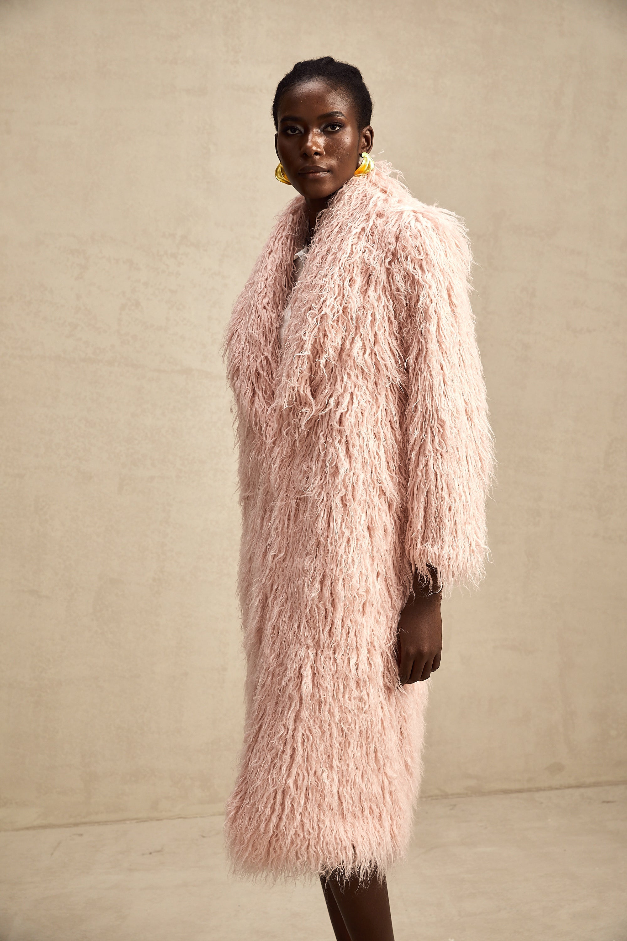 Mélanie pink faux-fur open-front coat (US Only)
