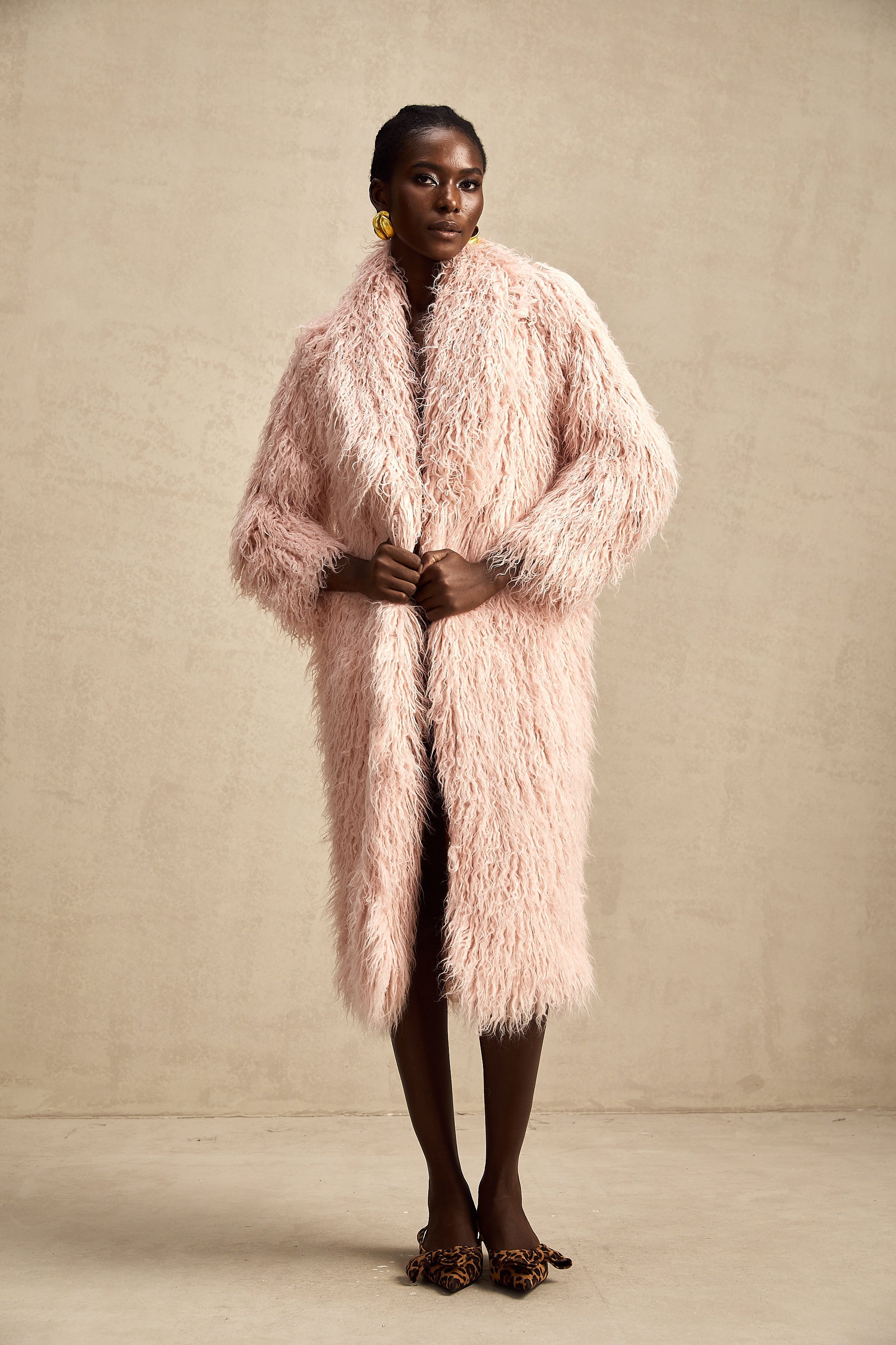 Mélanie pink faux-fur open-front coat (US Only)
