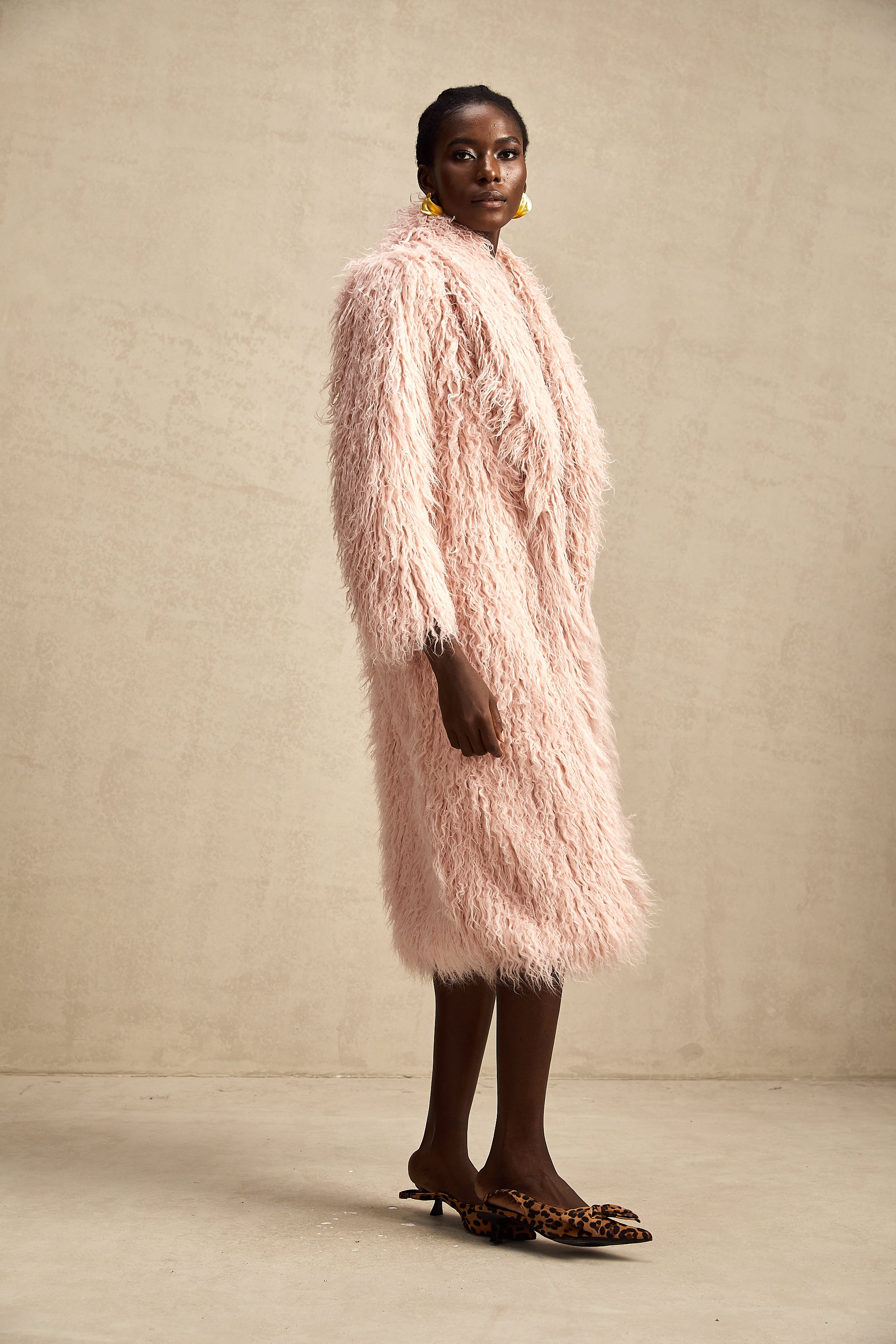 Mélanie pink faux-fur open-front coat (US Only)