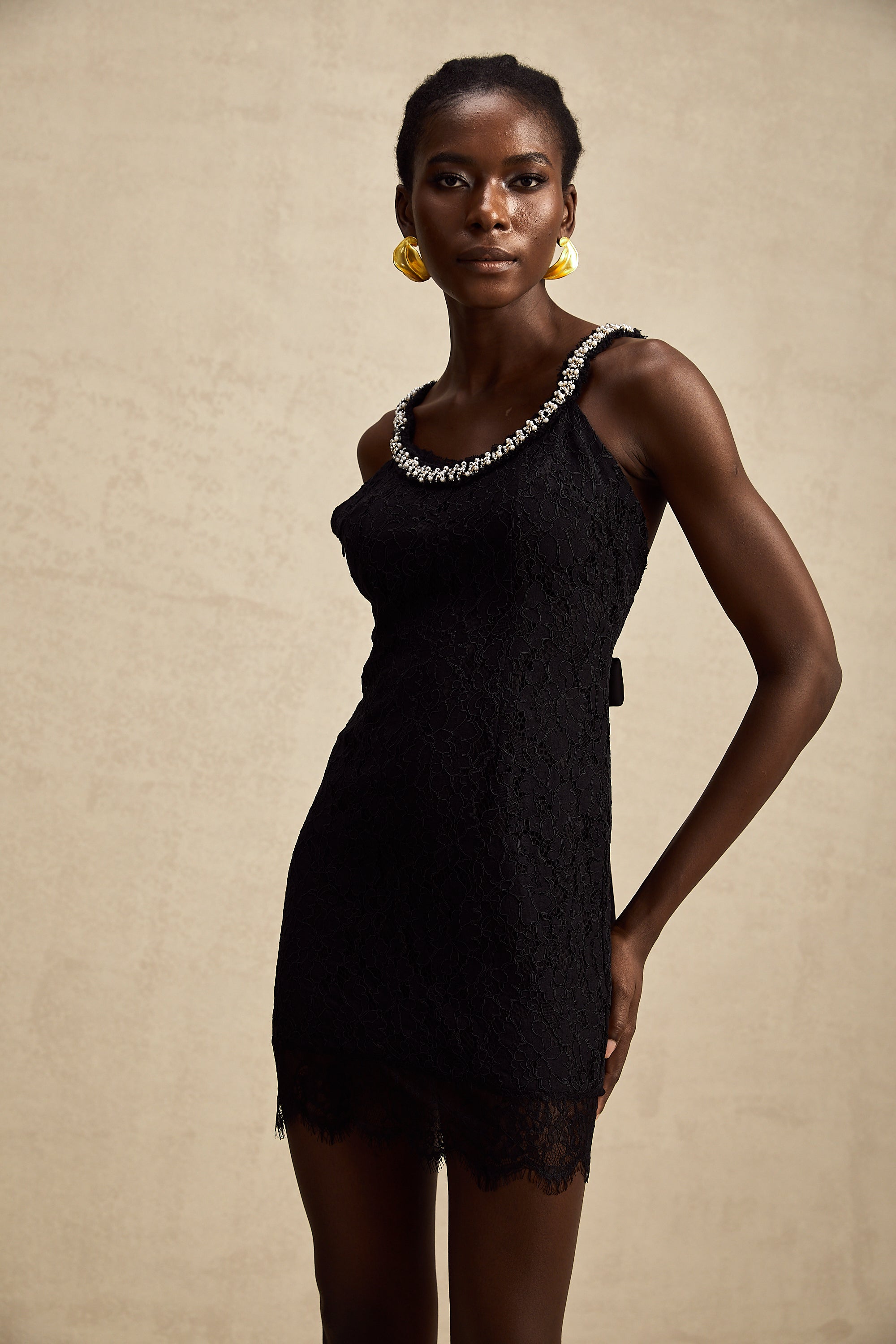 Emma faux-pearl embellished lace mini dress (US Only)