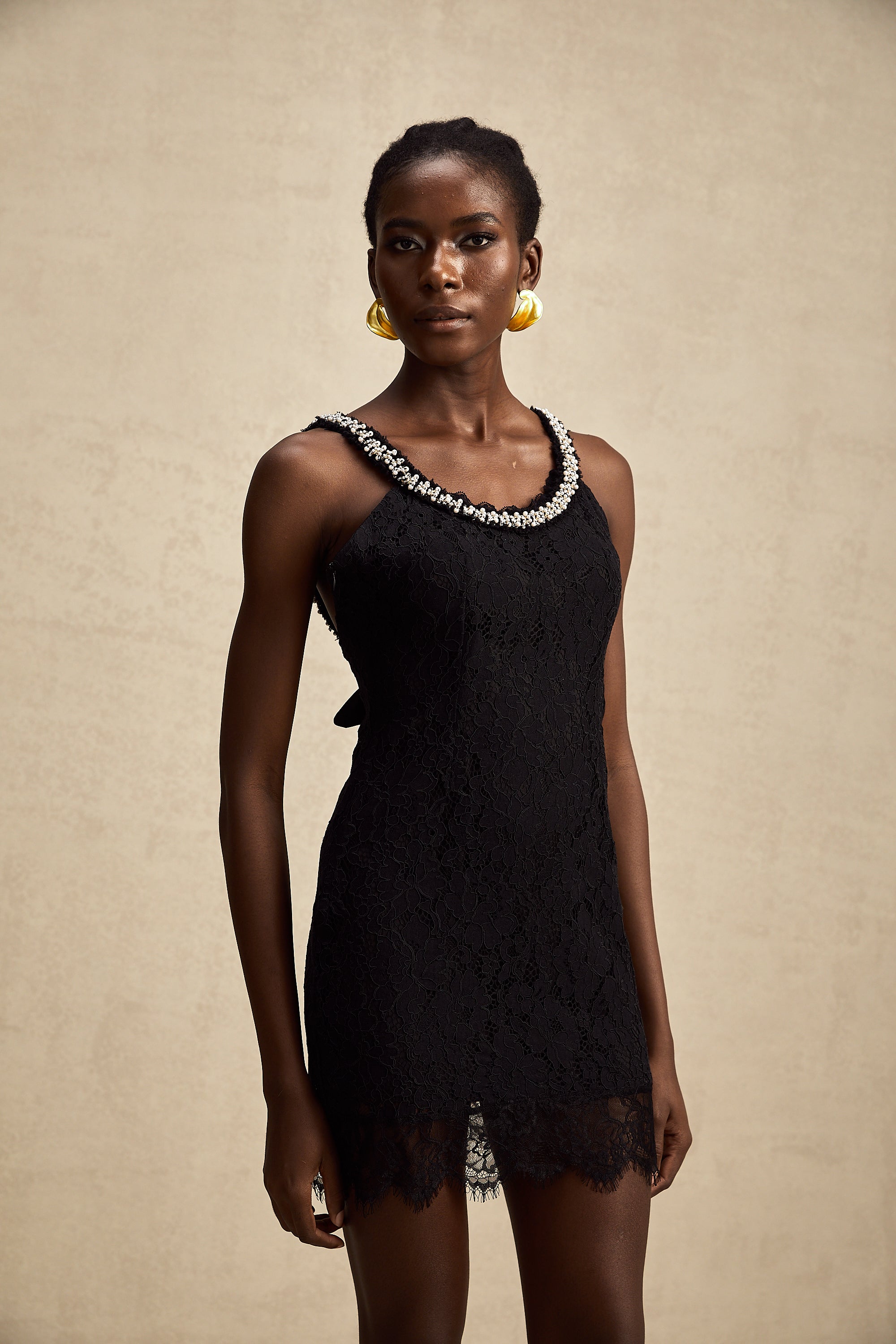Emma faux-pearl embellished lace mini dress (US Only)