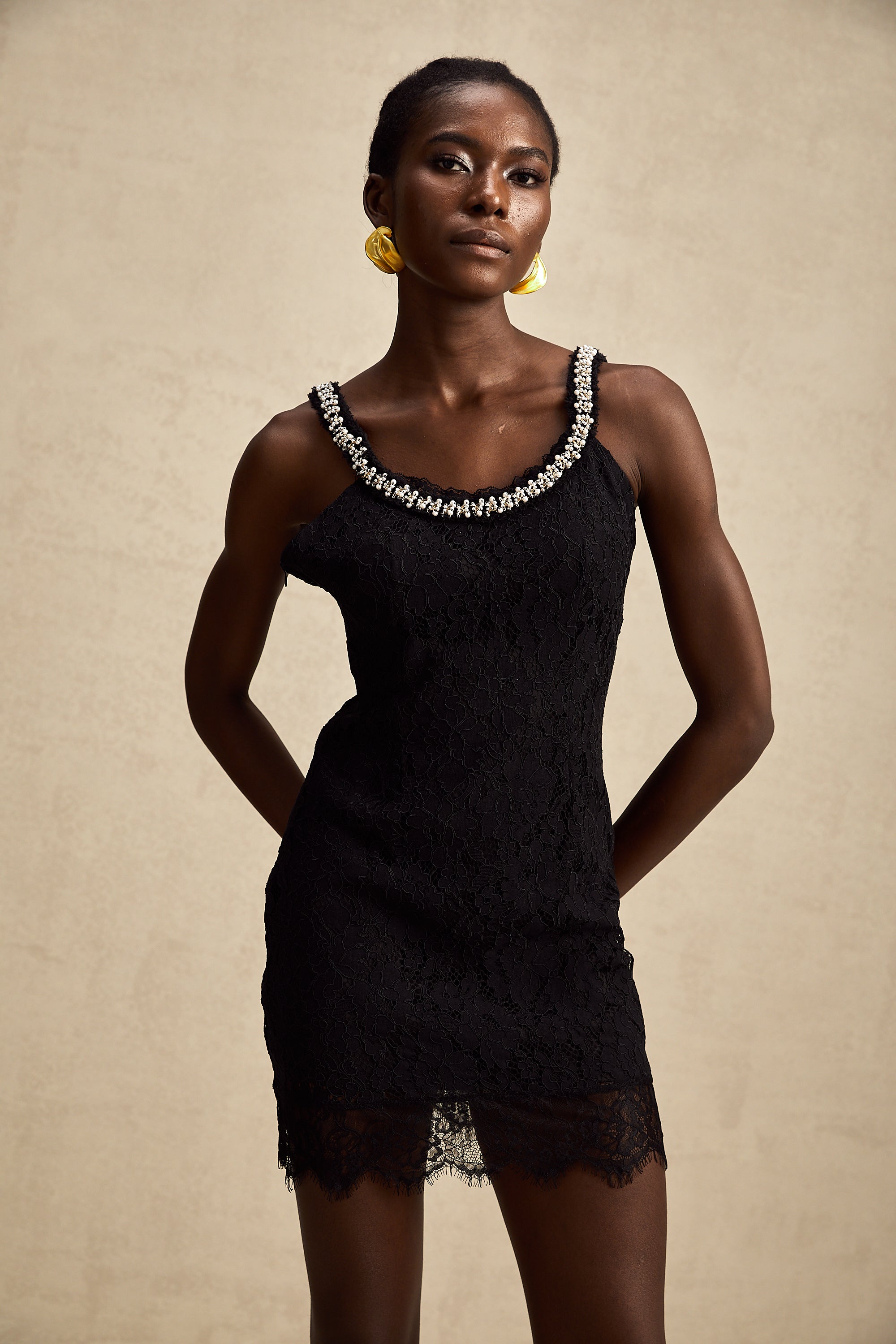 Emma faux-pearl embellished lace mini dress (US Only)