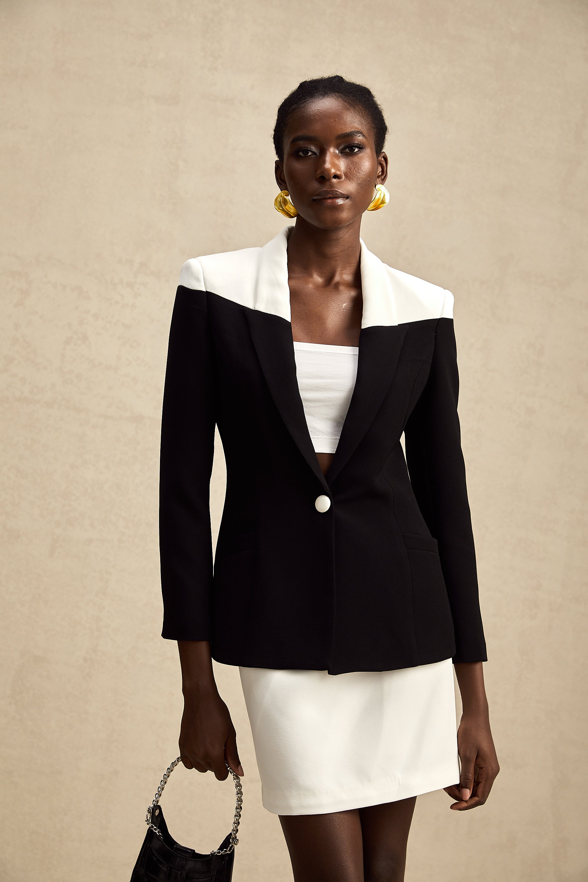 Honorine contrast-color jacket & skirt matching set (US Only)