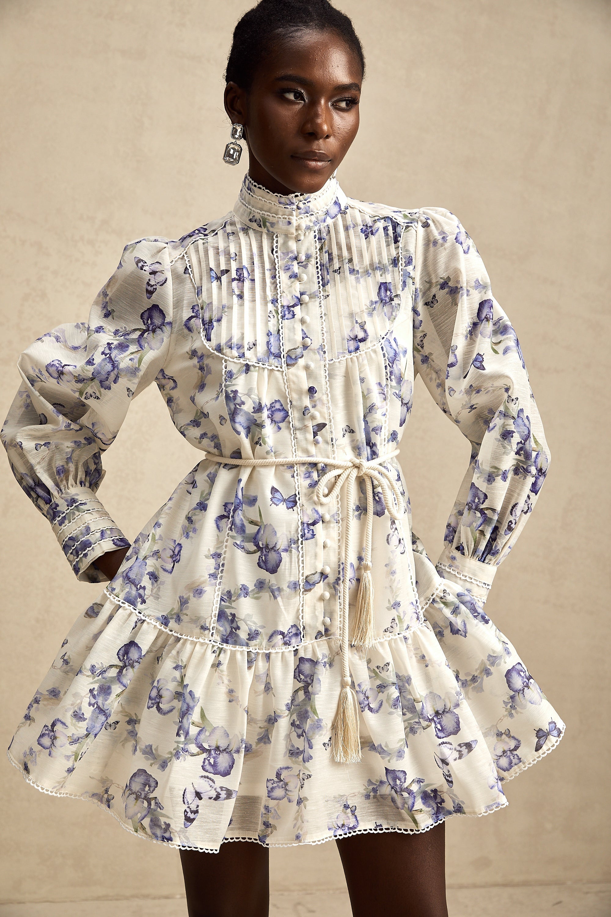 Blandine floral-print flared chiffon mini dress (US Only)