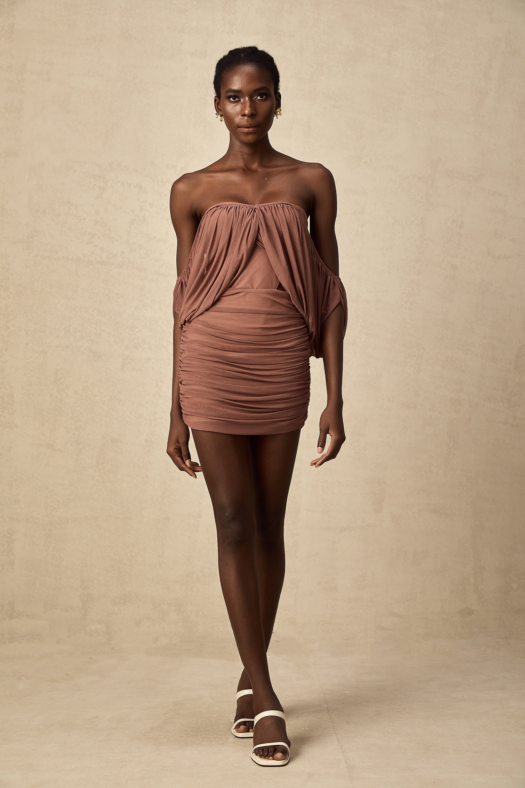 Zohra off-shoulder bodysuit & skirt matching set