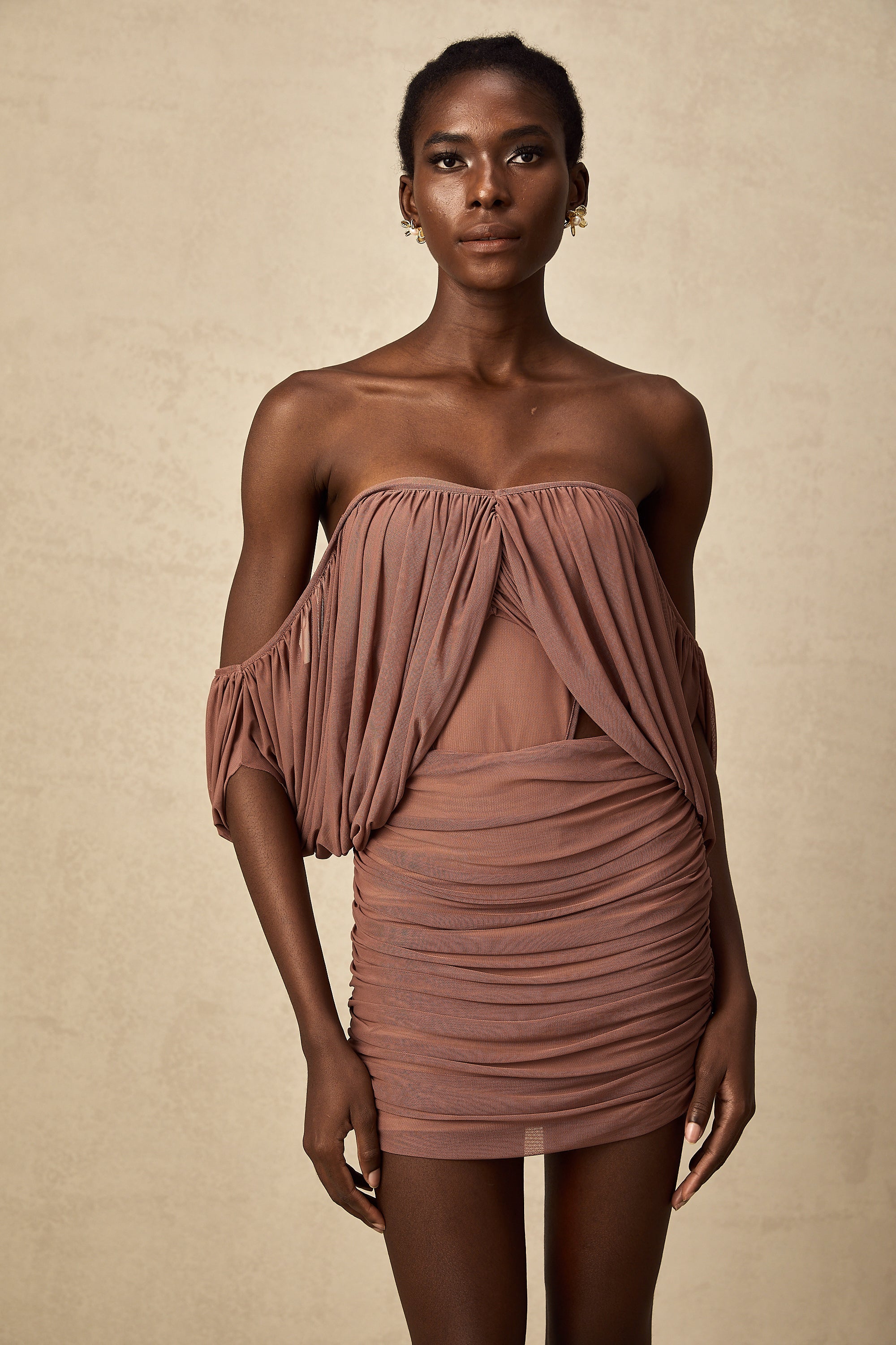 Zohra off-shoulder bodysuit & skirt matching set (Final Sale-US Only)
