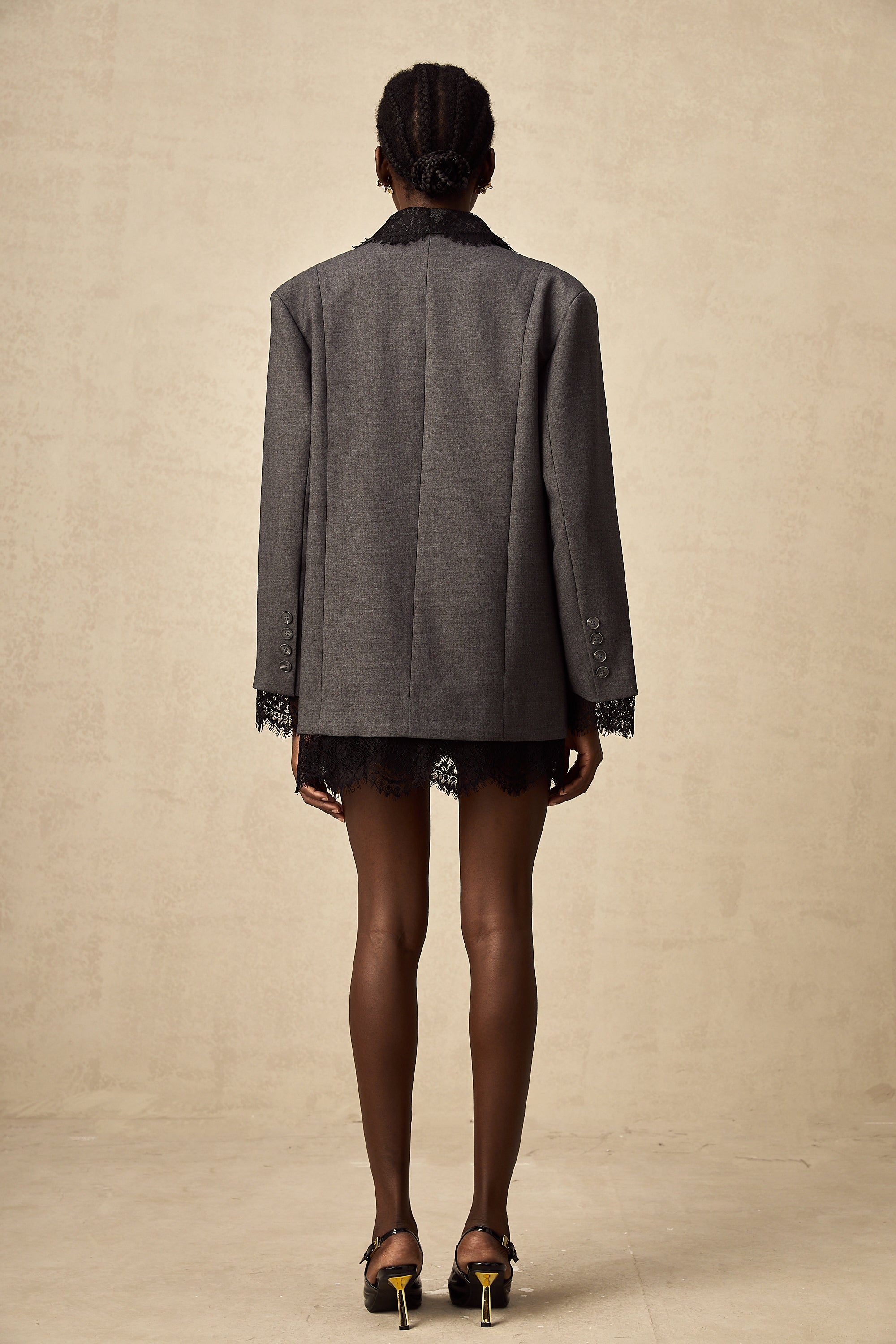 Dianthe grey lace-panel blazer (Final Sale-US Only)