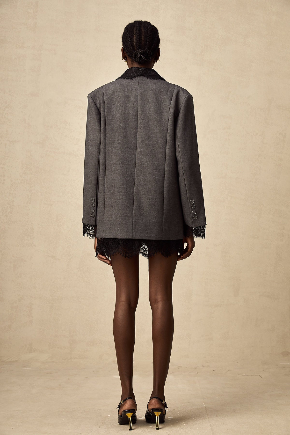 Dianthe grey lace-panel blazer (Final Sale-US Only)