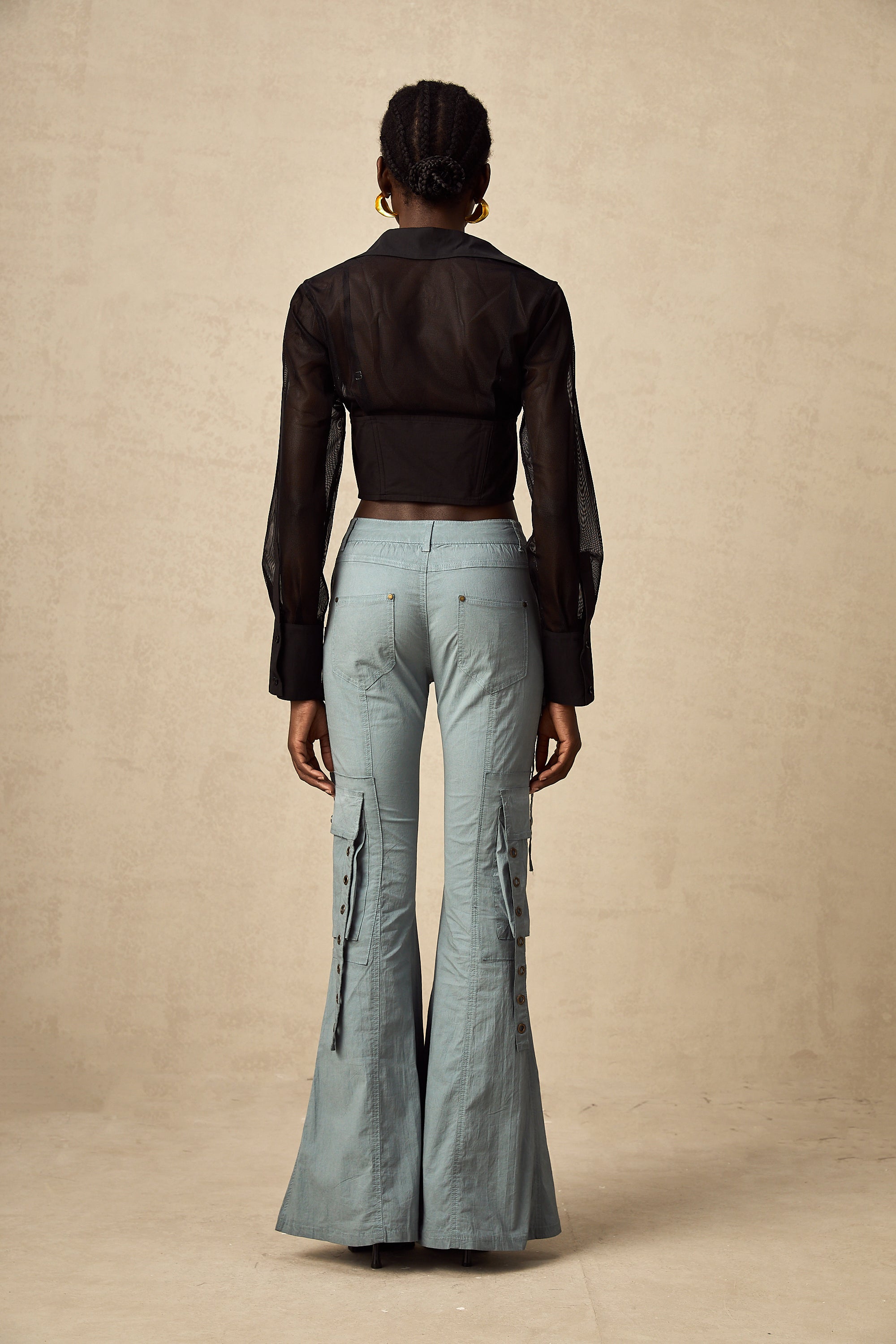 Mila belt-loop flared cargo trousers (US Only)