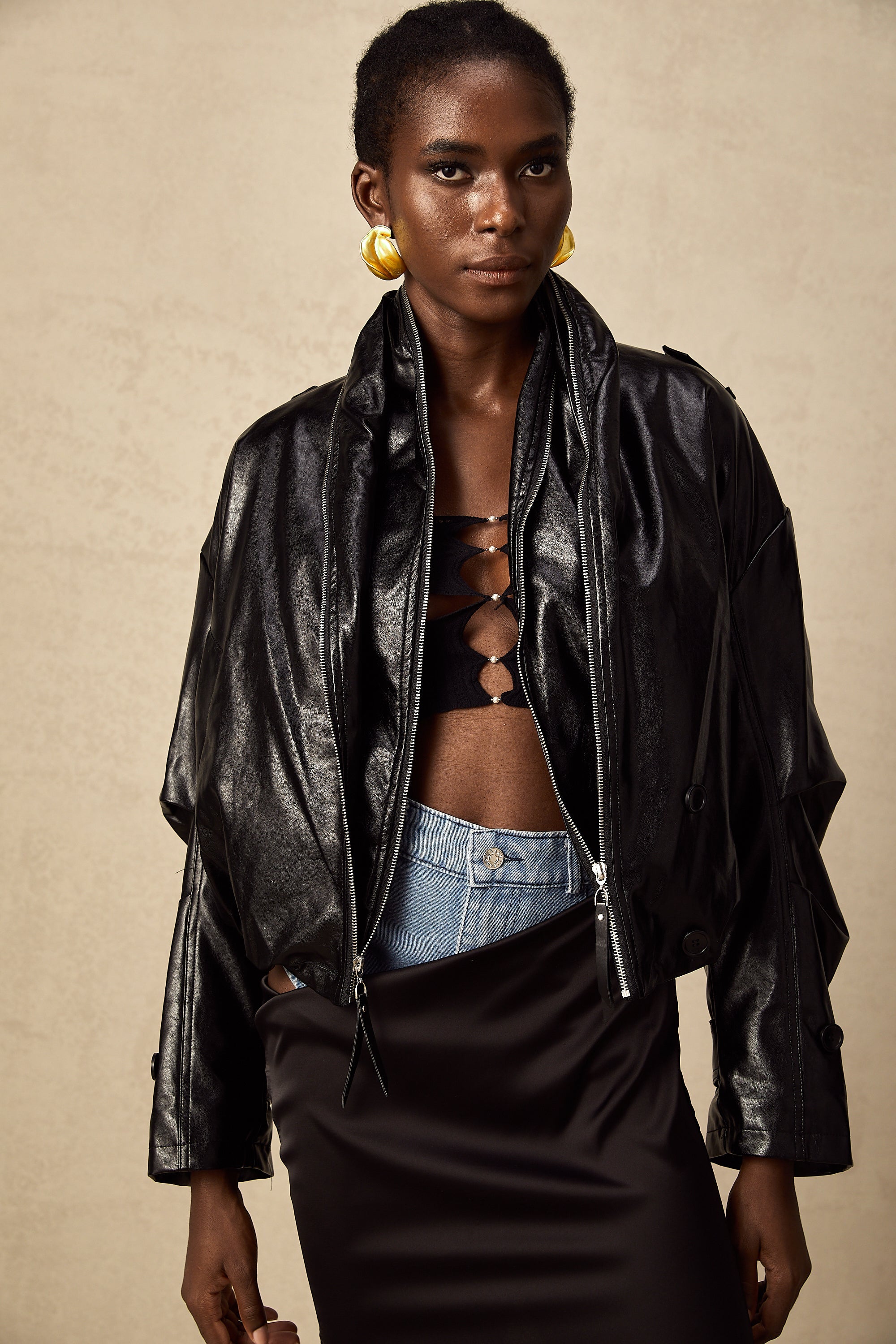 Virginie quilted cropped leather jacket