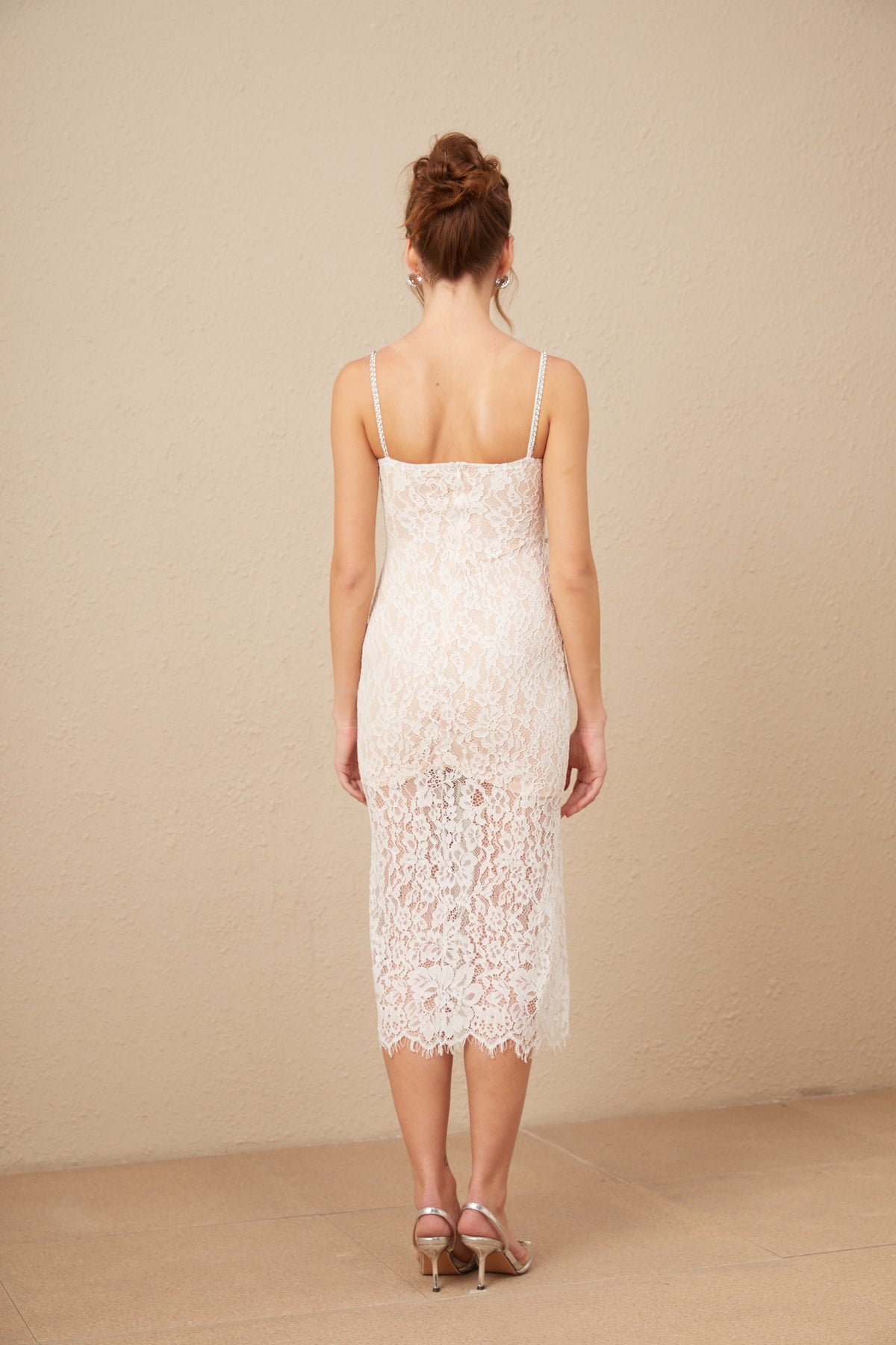 Carmen crystal bustier lace midi dress