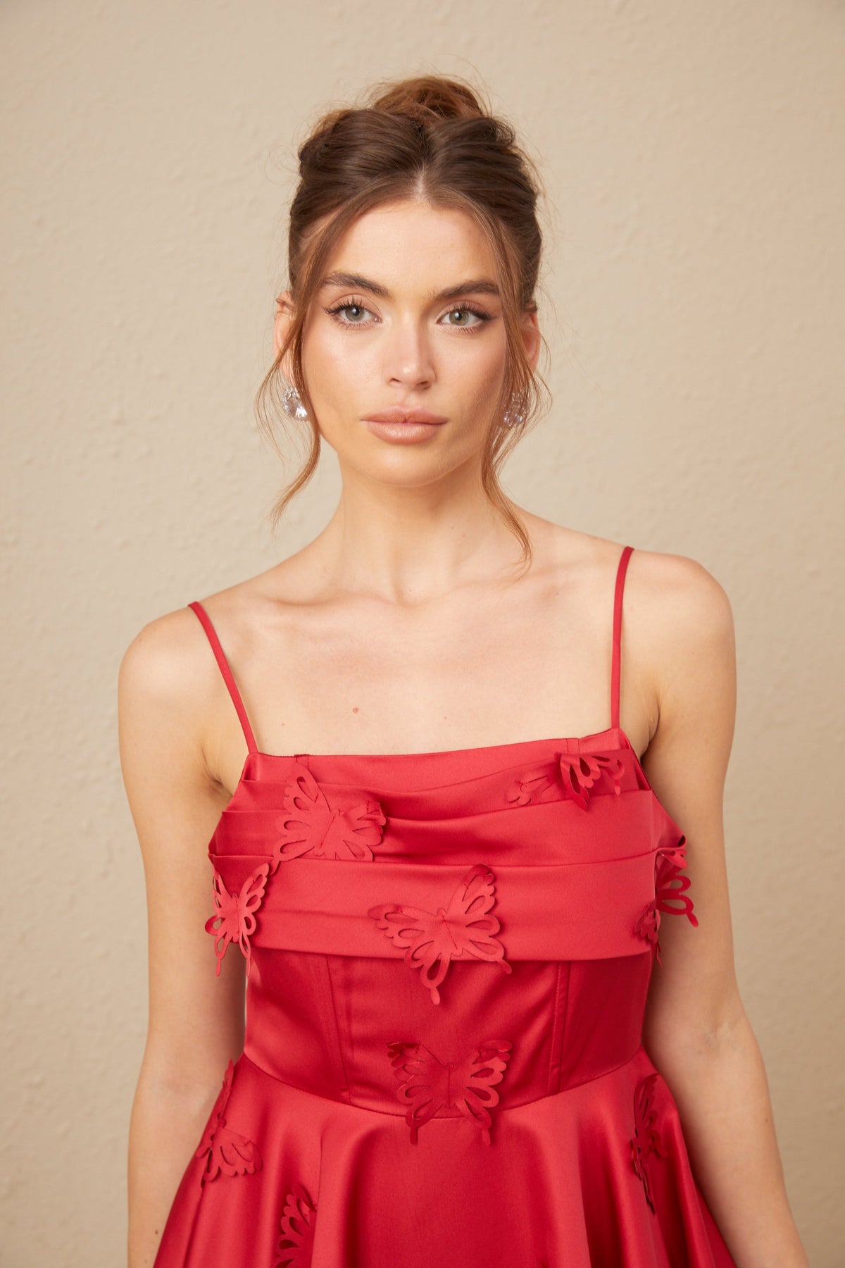 Fleur red butterfly flared mini dress