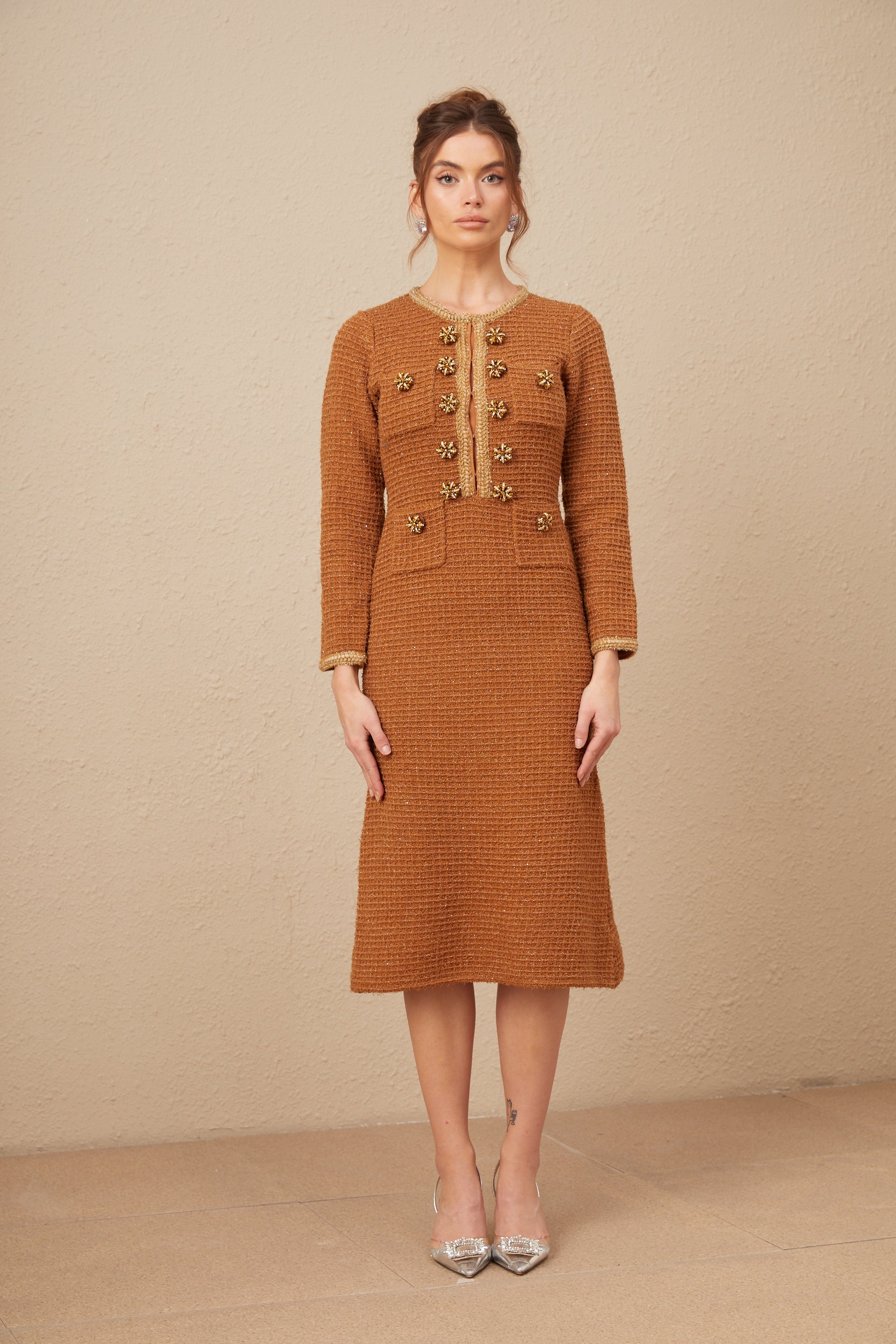 Epona brown braided-edge tweed dress (Final Sale-US Only)