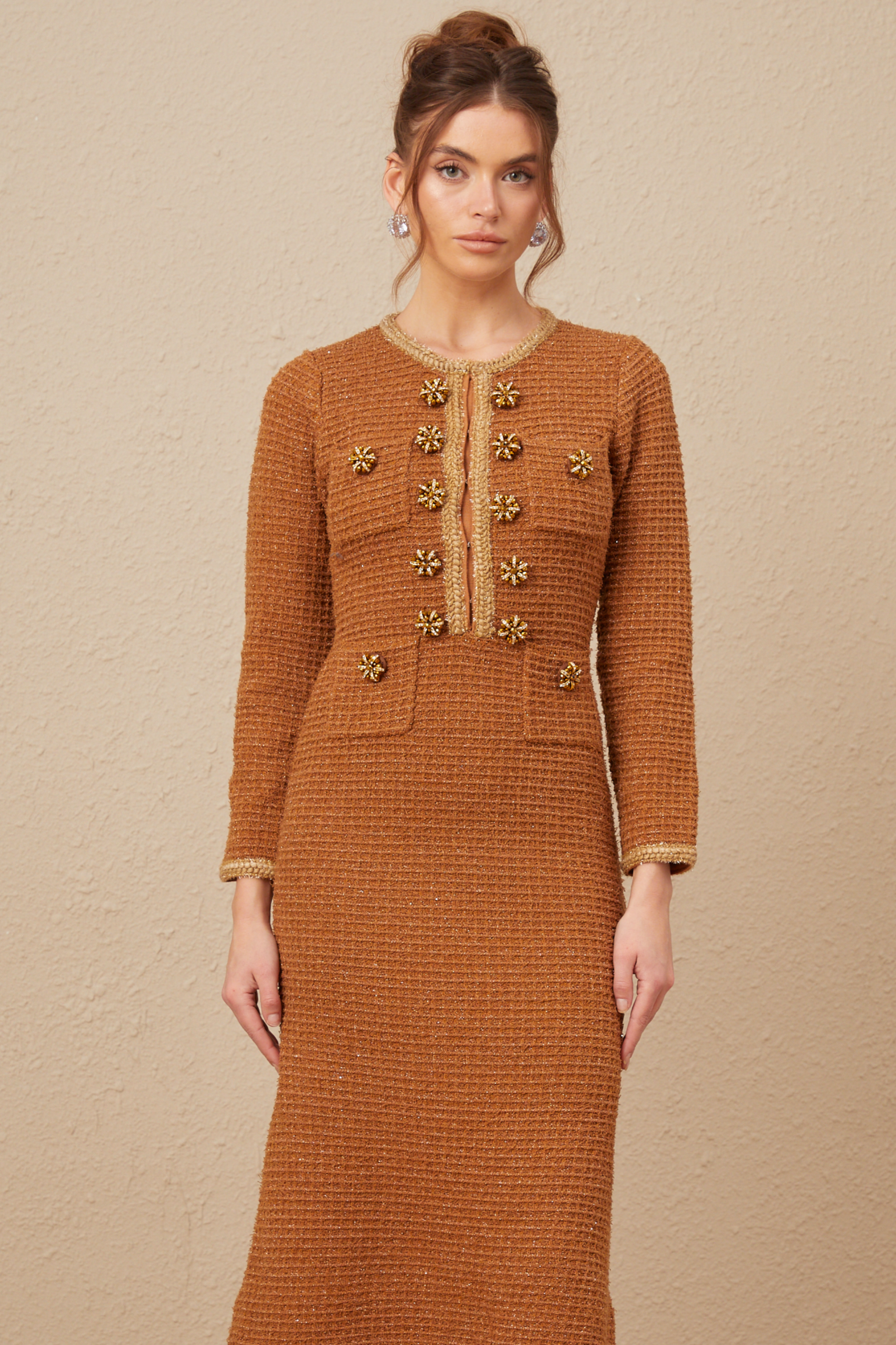 Epona brown braided-edge tweed dress (Final Sale-US Only)