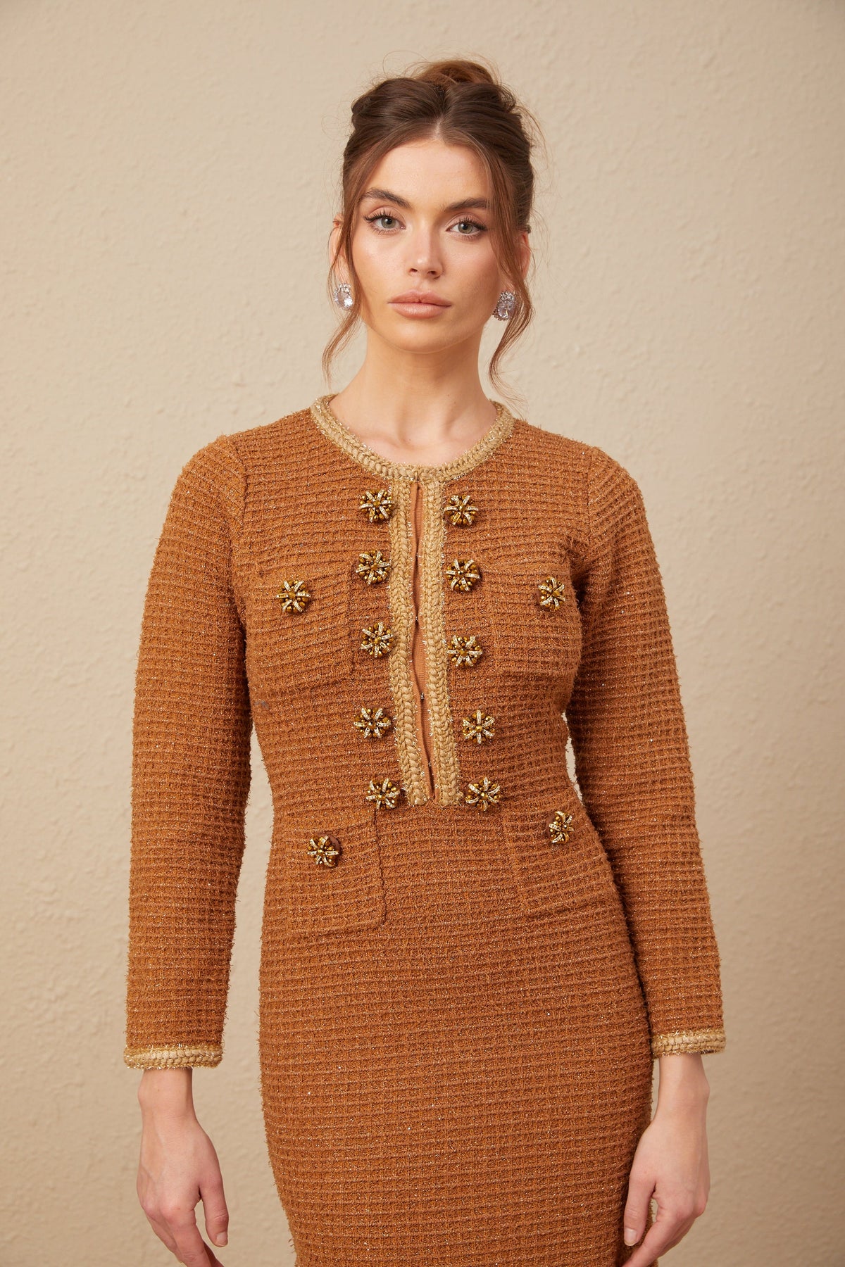 Epona brown braided-edge tweed dress (Final Sale-US Only)