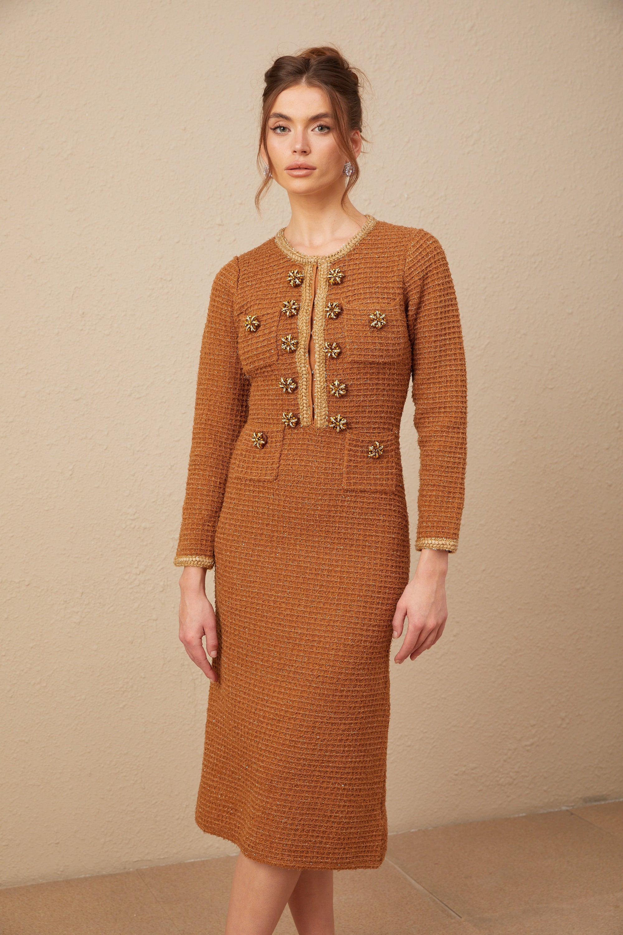 Epona brown braided-edge tweed dress (Final Sale-US Only)