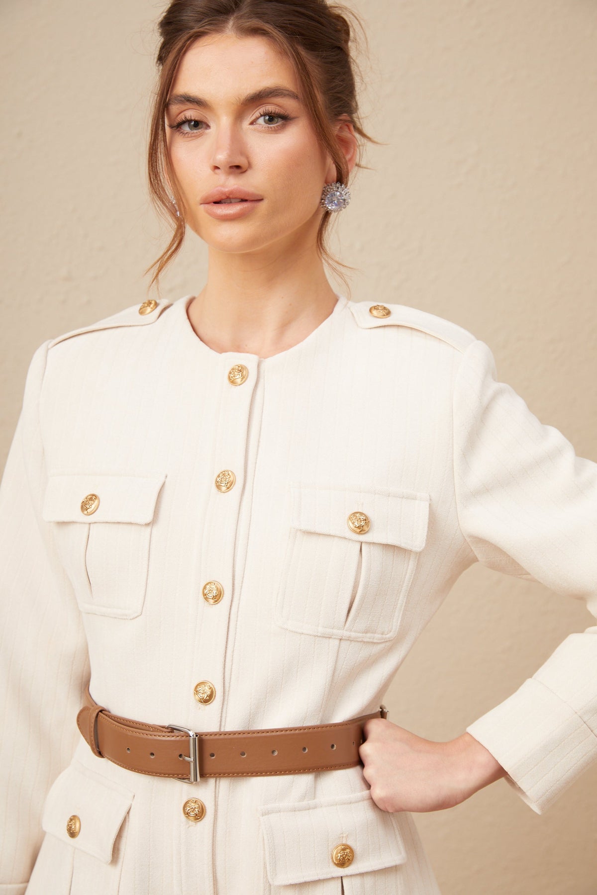 Julie long-sleeve tweed bodysuit