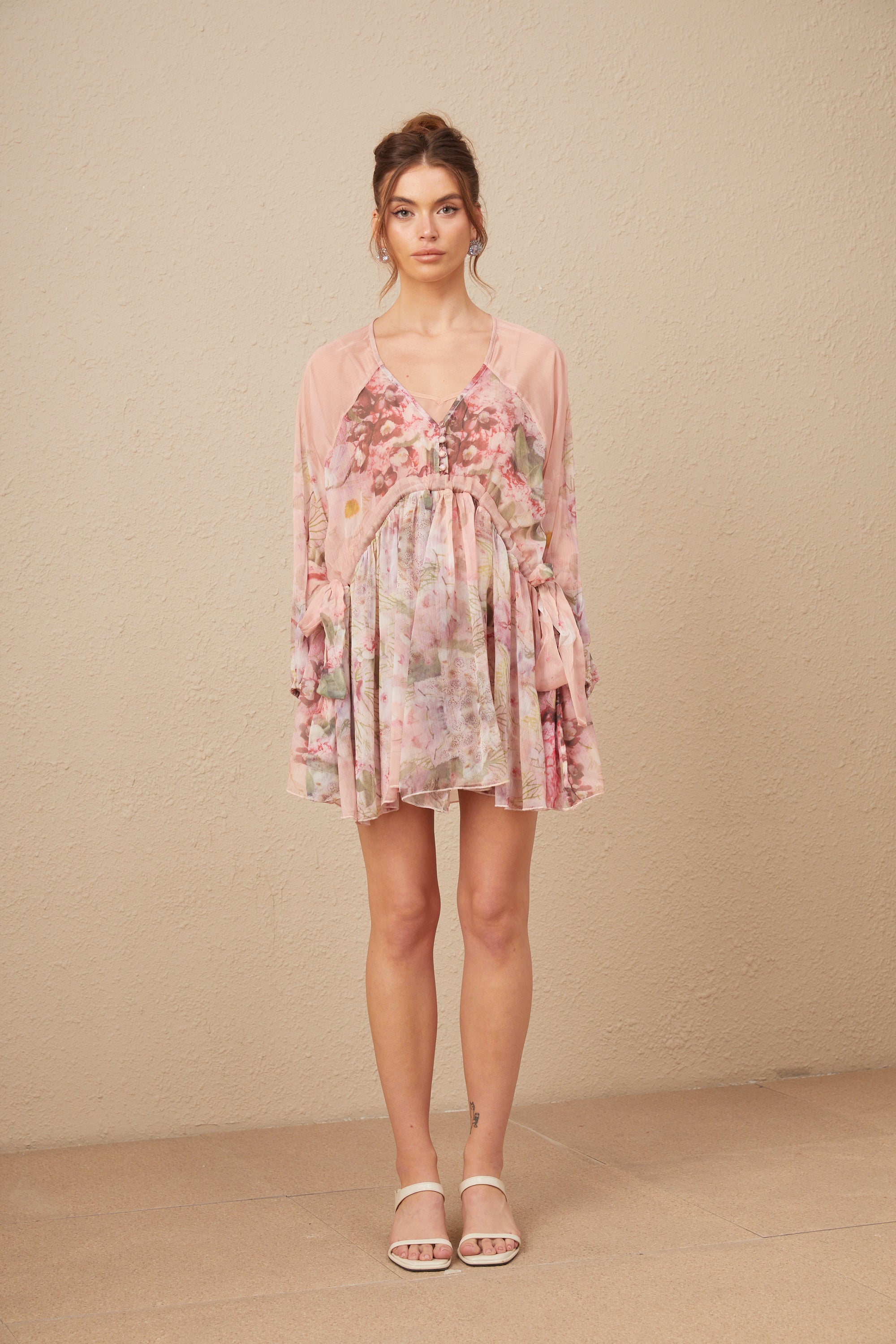 Alicia floral-print pleated silk mini dress (US Only)