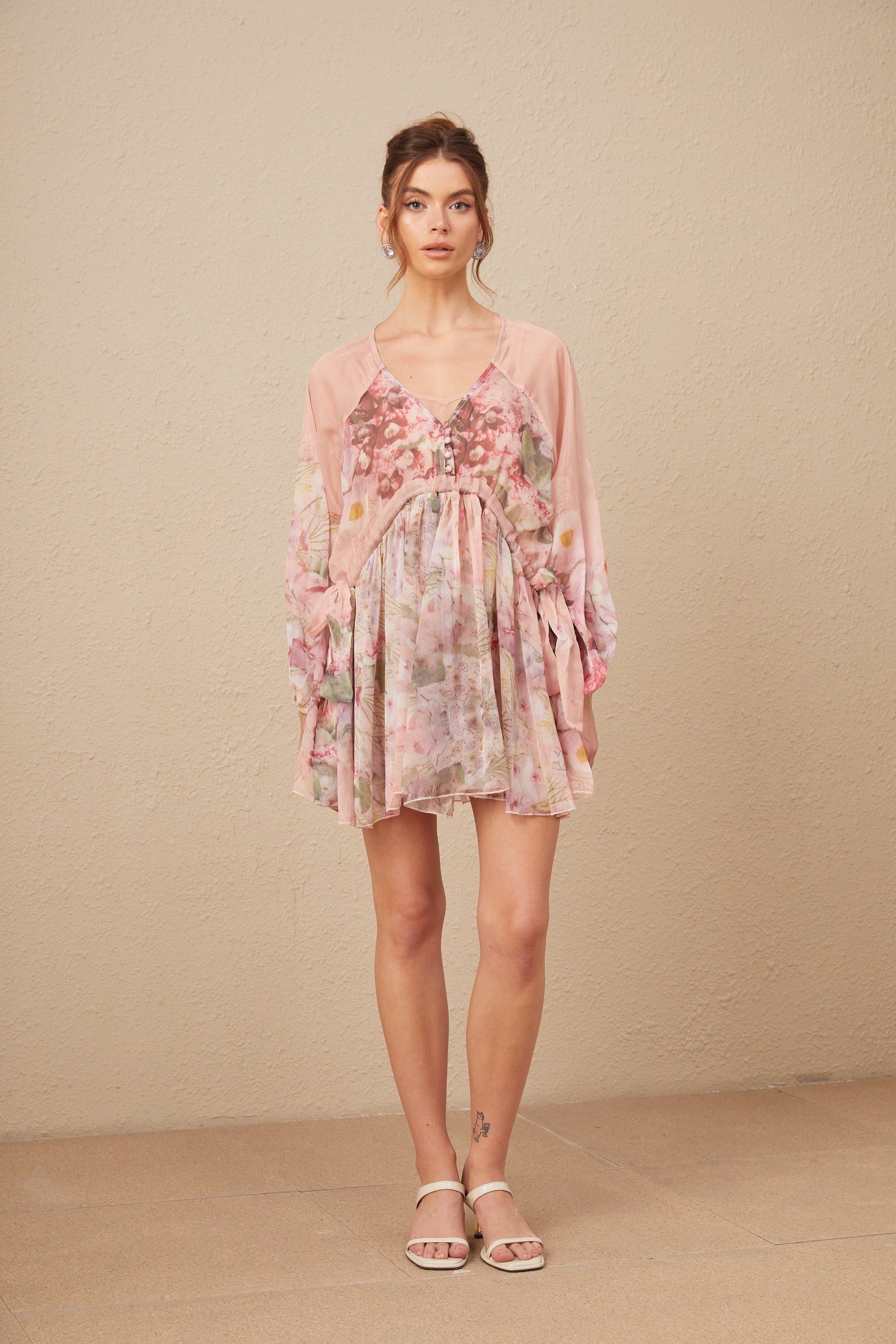 Alicia floral-print pleated silk mini dress (US Only)