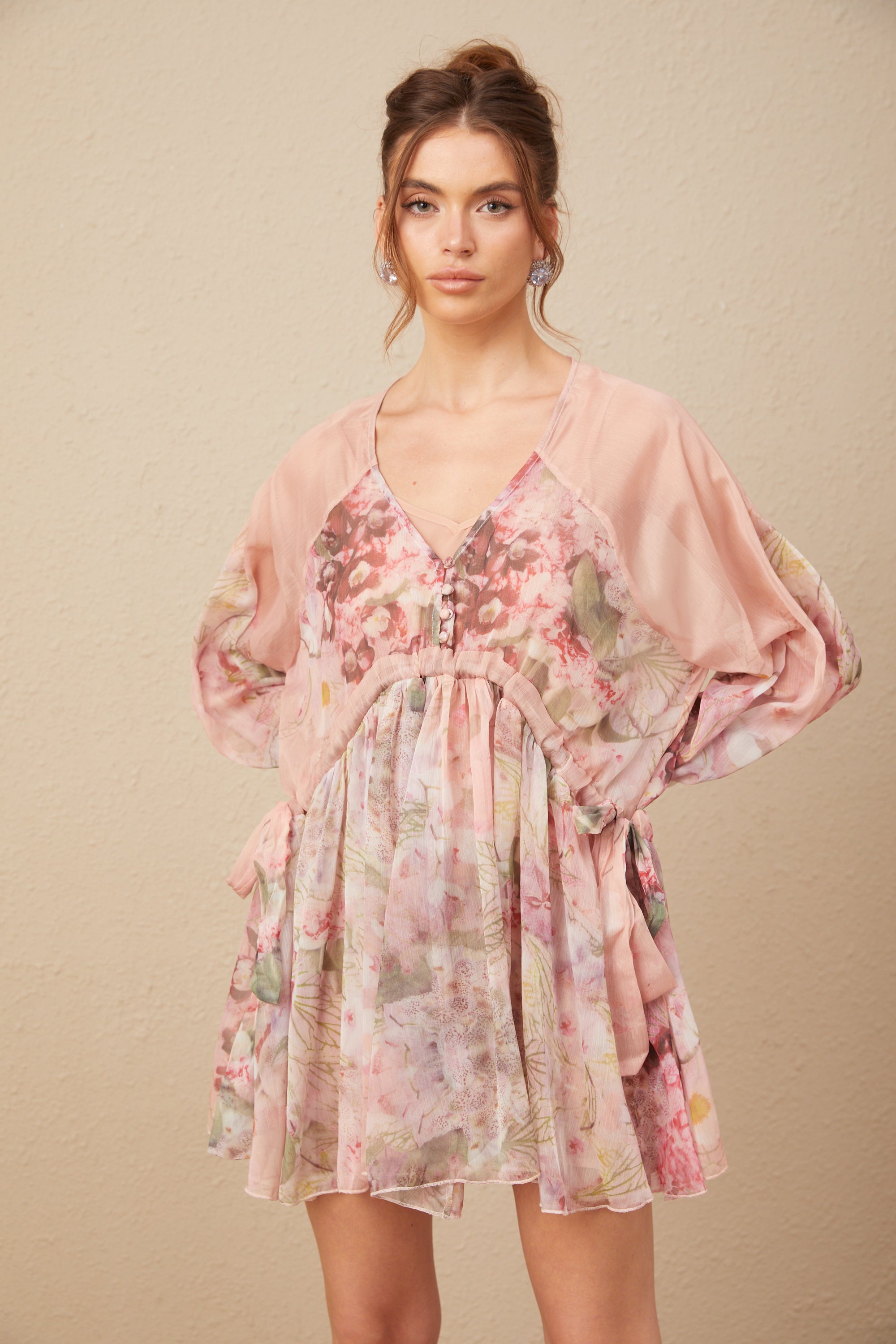 Alicia floral-print pleated silk mini dress (US Only)