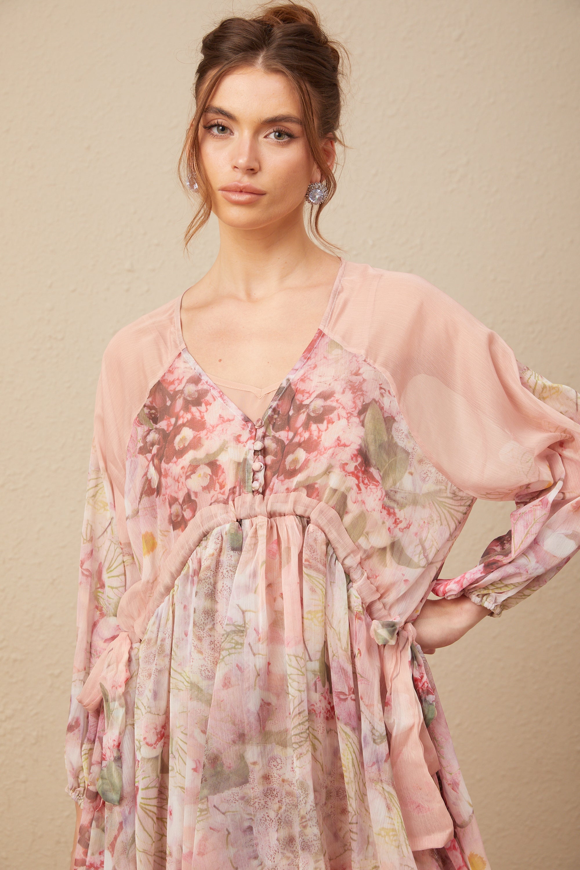 Alicia floral-print pleated silk mini dress (US Only)