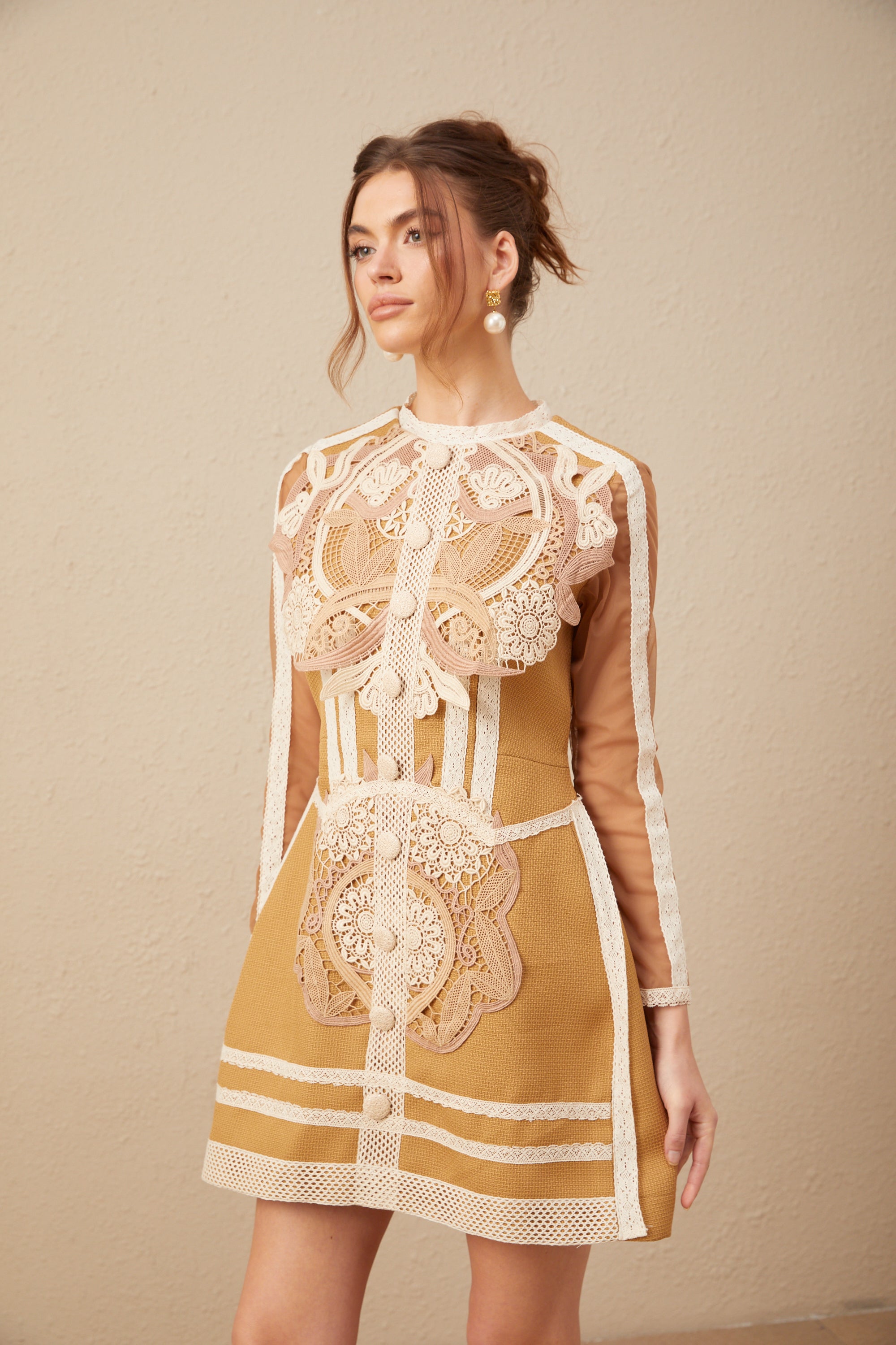 Aurore cut-out lace peplum mini dress