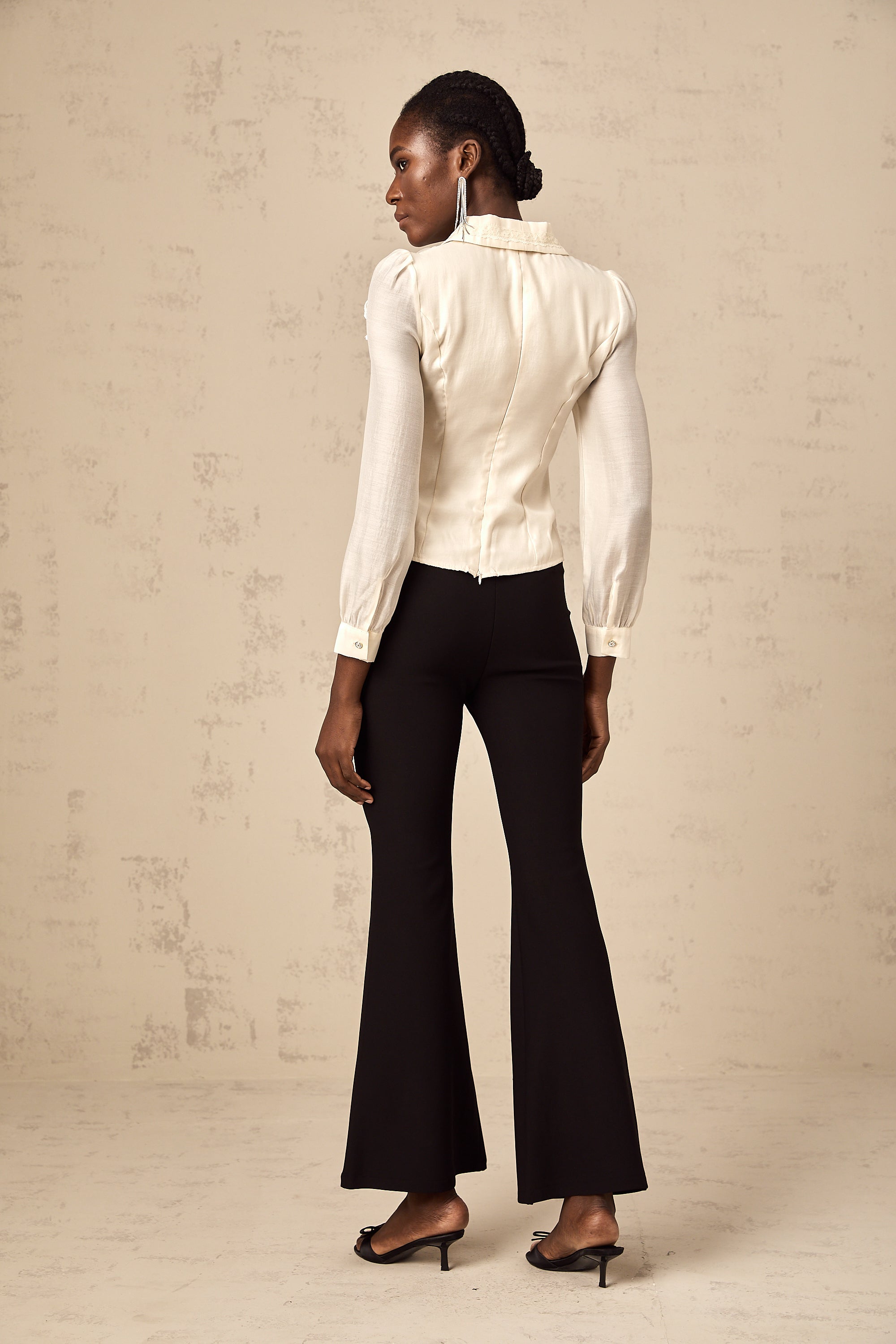 Alessia white bowknot lace-trimmed shirt (US Only)
