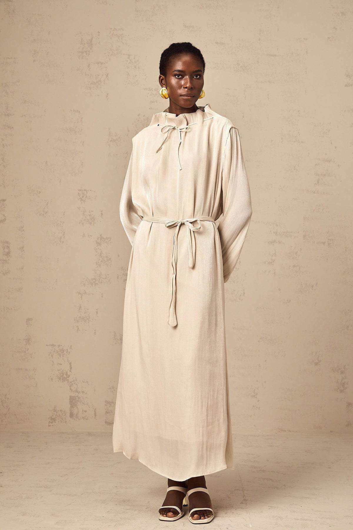 Agata self-tie tulle midi dress