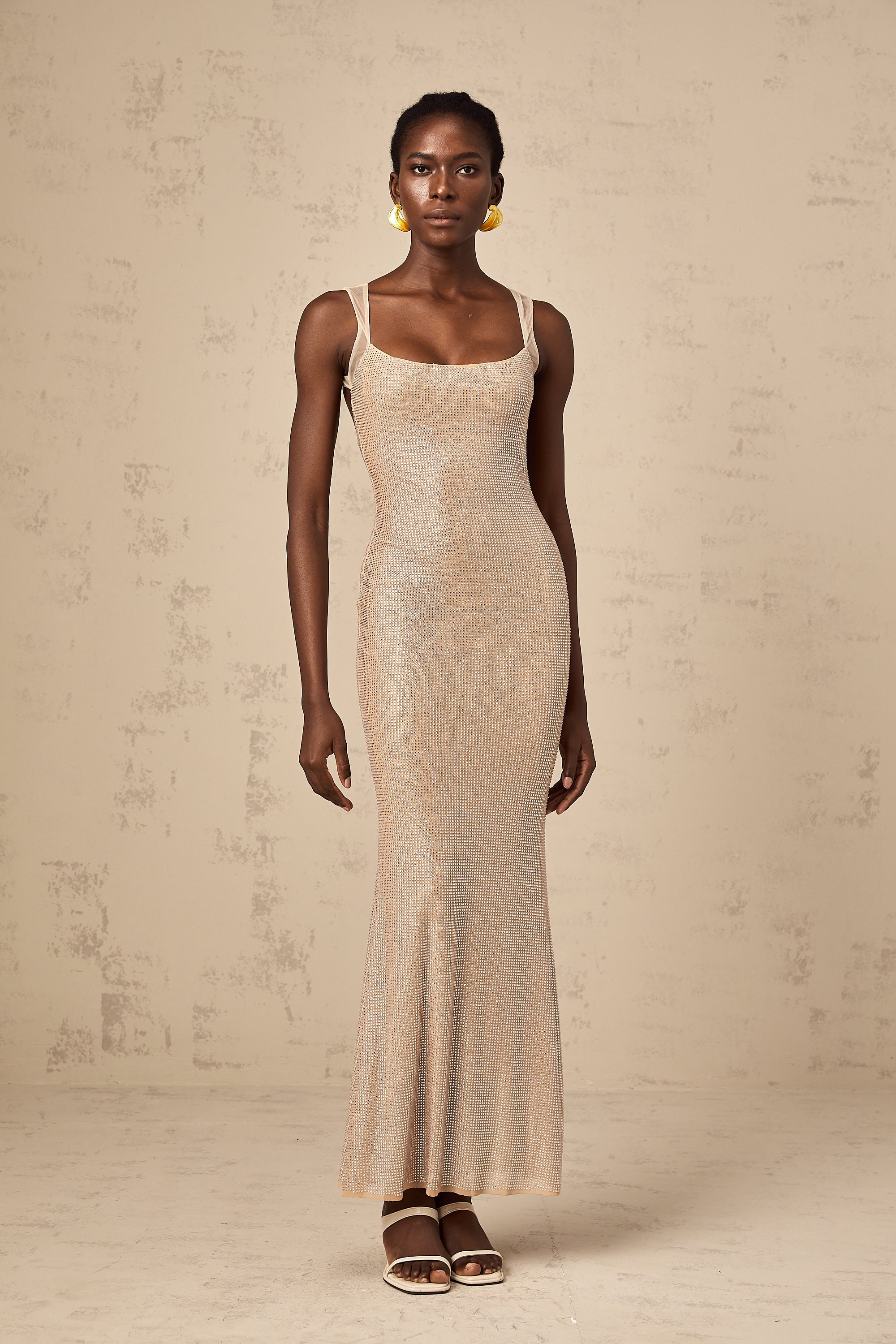 Sophie crystal-embellished open-back maxi dress
